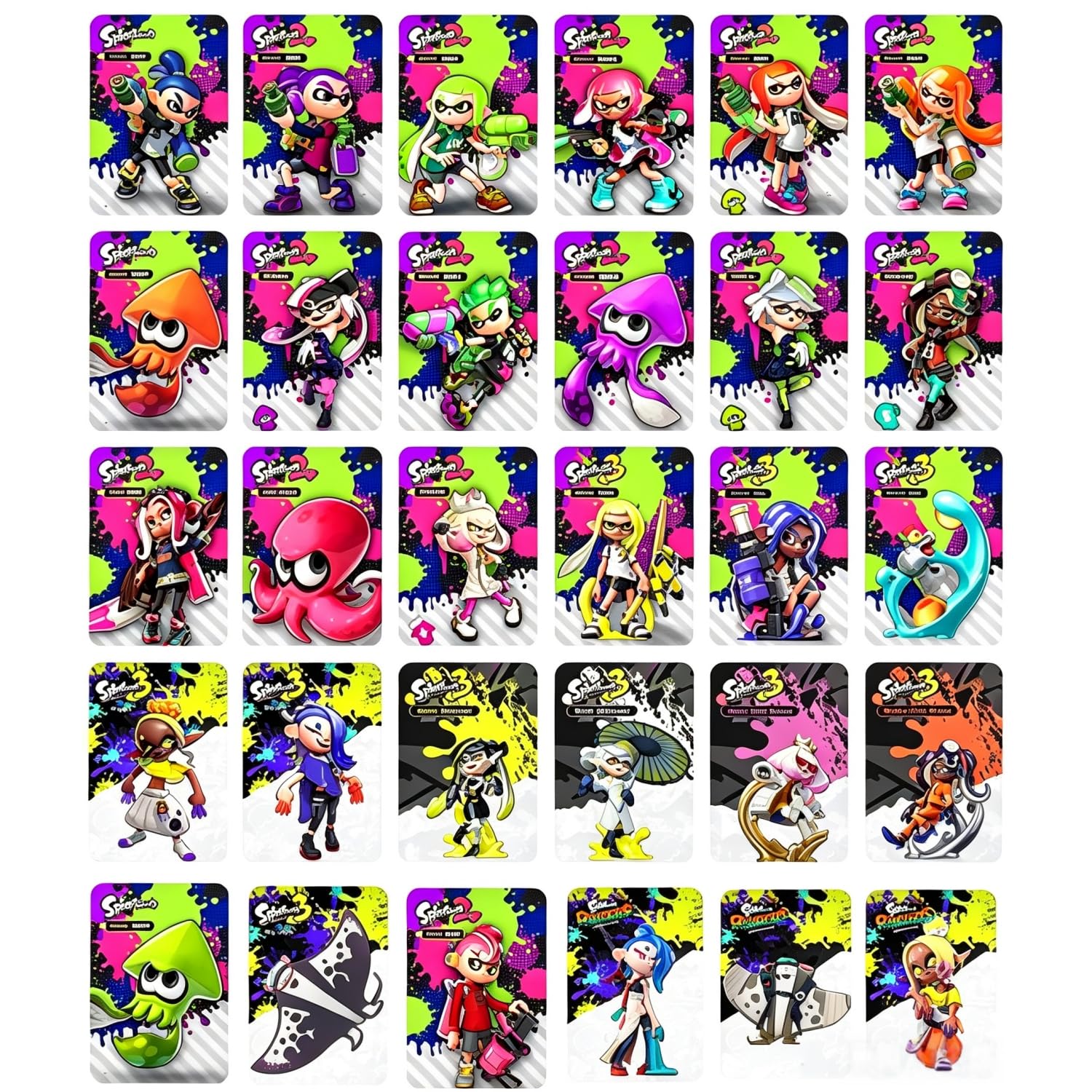30Pcs NFC Mini Raiders Cards for Splat 3&2: Includes All Idols/Raiders