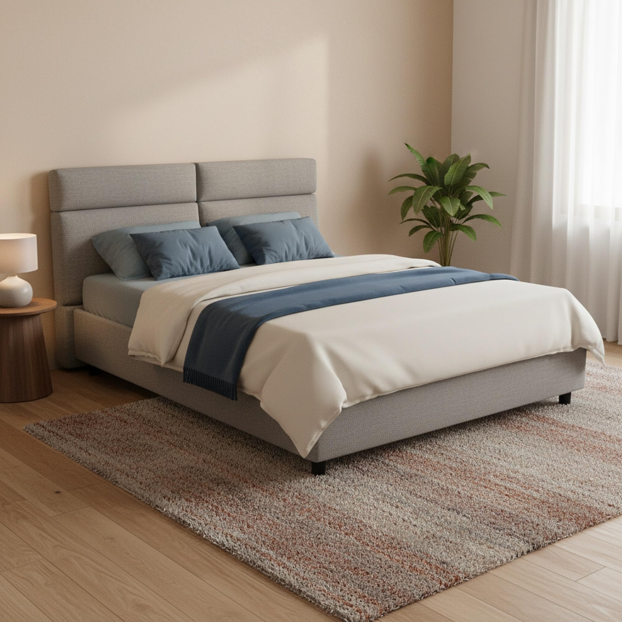 Dmora Rosamunda - Cama de Matrimonio desenfundable - Color Gris - Medidas 160 x 190 cm - Fabricado en Italia