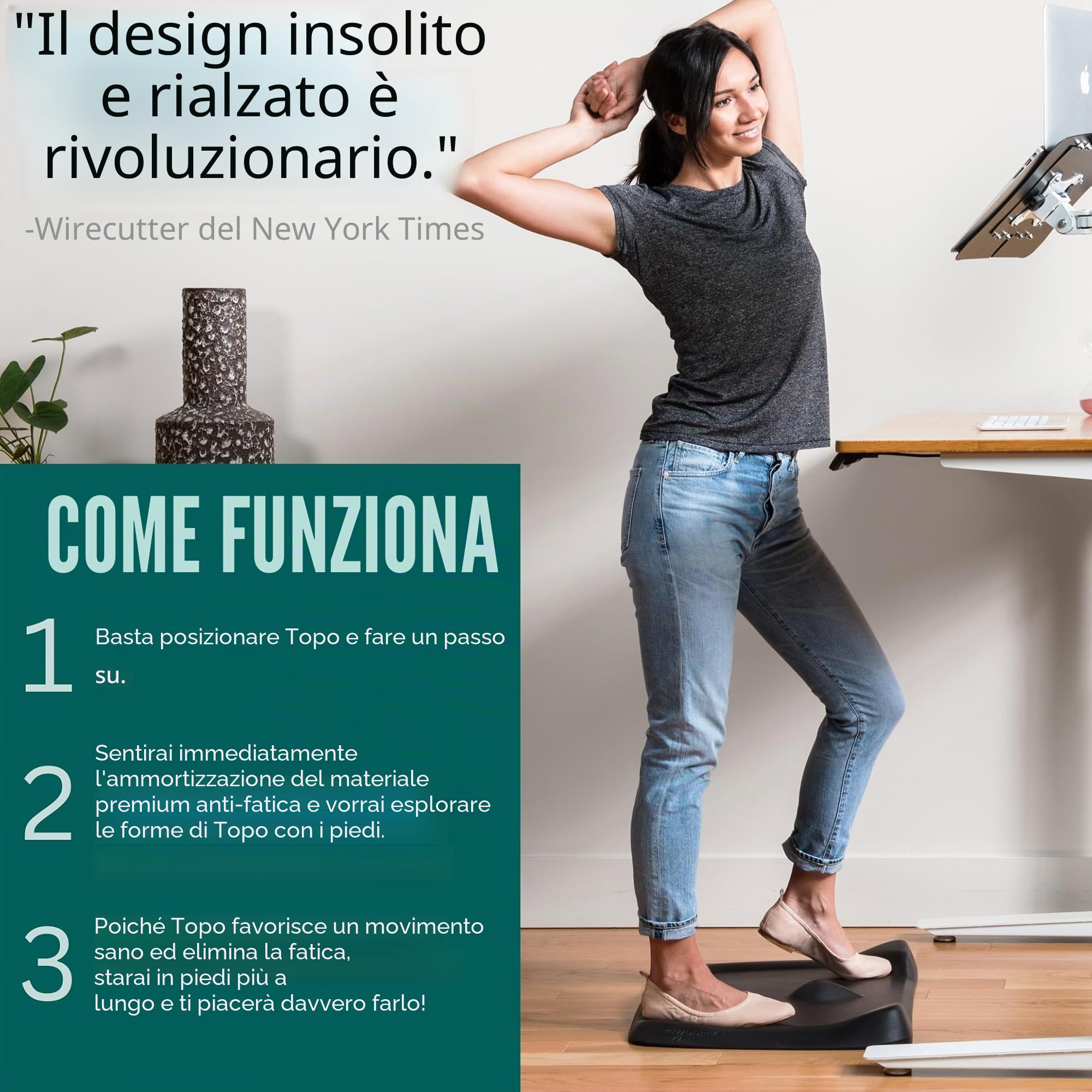 Ergodriven - Piccola pedana sagomata anti-fatica per stare in piedi, con forma calibrata Obsidian Black