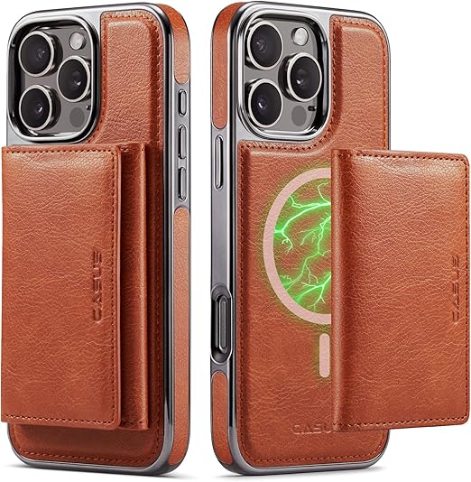 Casus Wallet Case for iPhone 16 Pro Max Compatible with MagSafe for Men Women, Detachable Magnetic Wallet Phone Case with Card Slot Holder for iPhone 16 Pro Max 6.9" (Brown)
