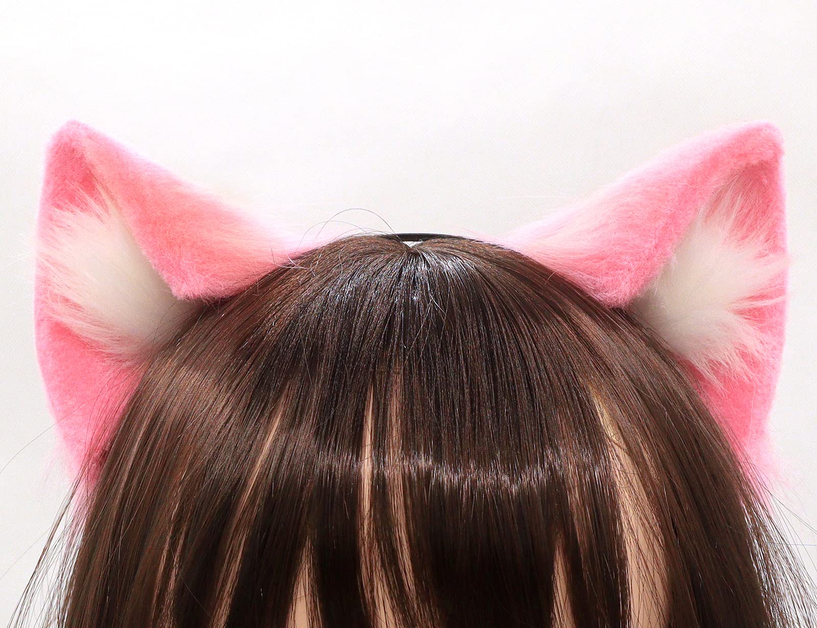 QinRuan Cat Fox Faux Fur Ears Headband Cute Halloween Fancy Dress Cosplay Handmade Animal Furry Ears Hair Hoop: Zpink