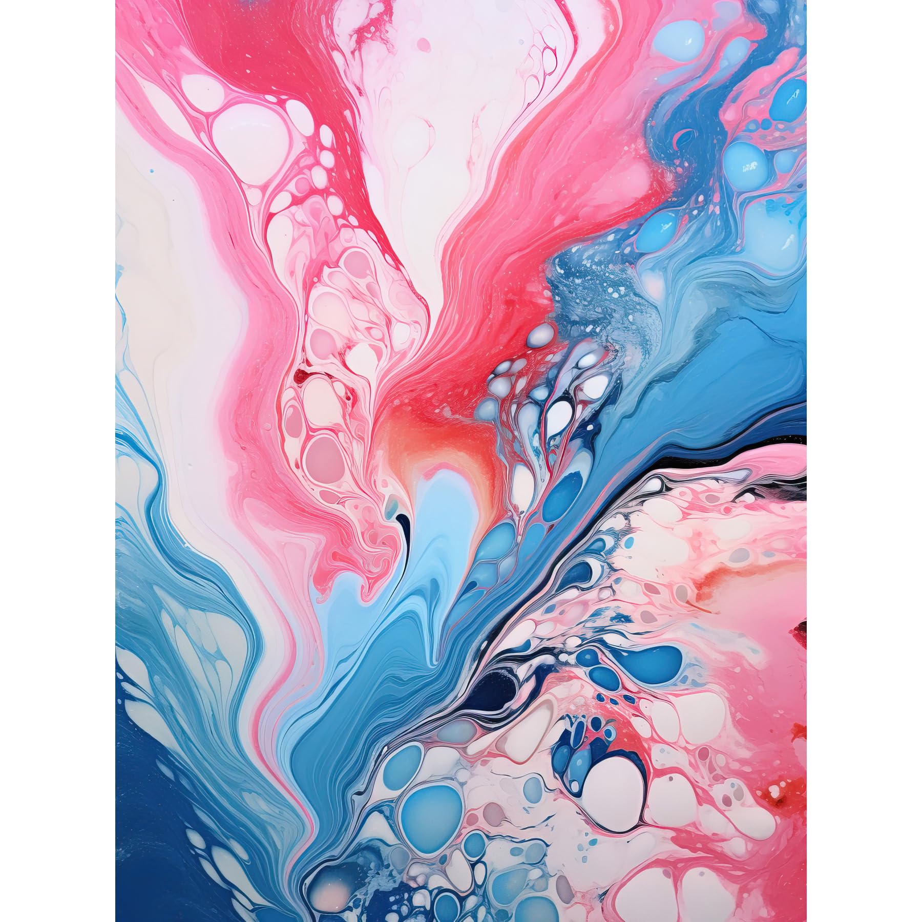 Artery8 Fluid Paint Acrylic Pouring Abstract Artwork Pink Blue Flowing Colours Large Wall Art Poster Print Thick Paper 18X24 Inch