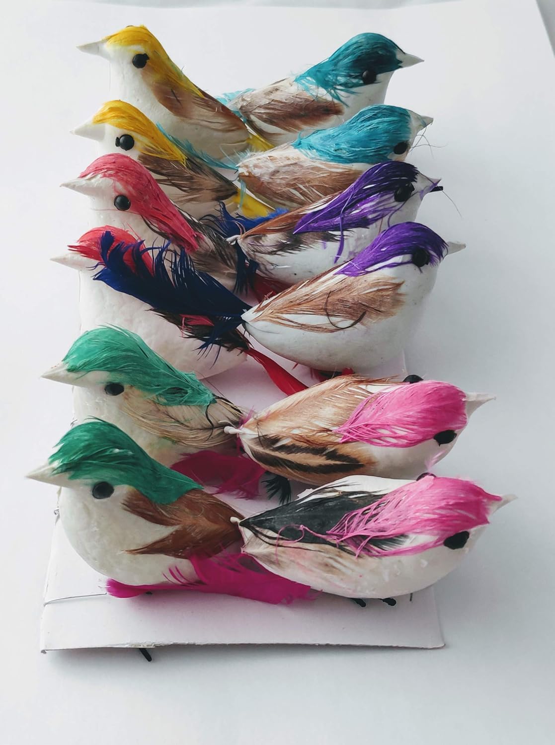 12pc Artificial Mini Colorful Birds for Decoration, Art and Crafts, School Project Works- (Plastic, Multi Colour, Pack of 12)