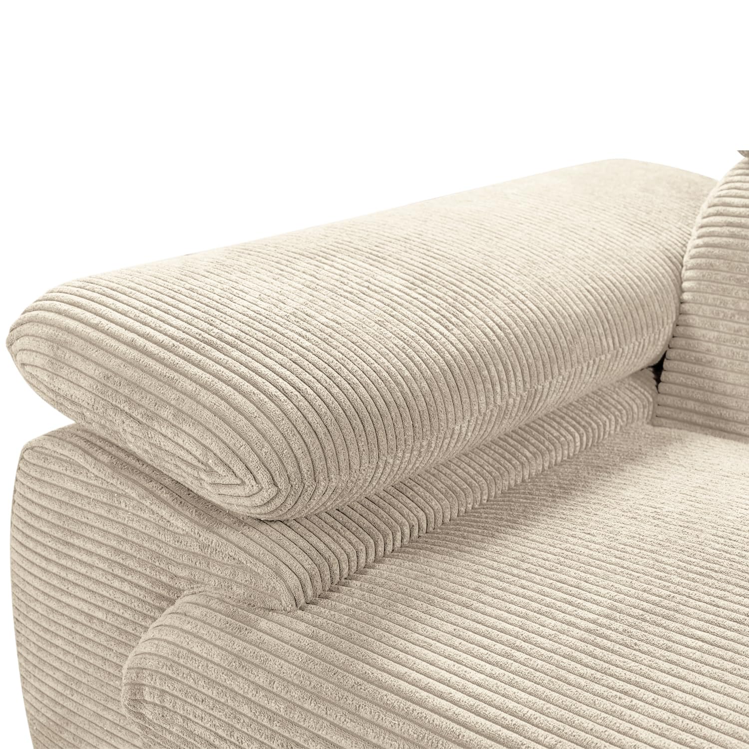 Canapé d'angle Droit Convertible Velours côtelé Beige avec têtières - KOST