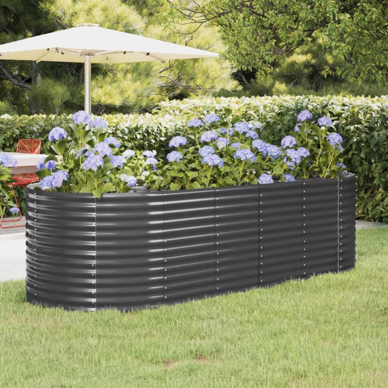 IKAYAA Raised Beds for Garden Metal Raised Bed Galvanised Steel Outdoor Planters Garden Planter for Herb Growing Fruits Flower -anthracite-249 x 100 x 68 cm