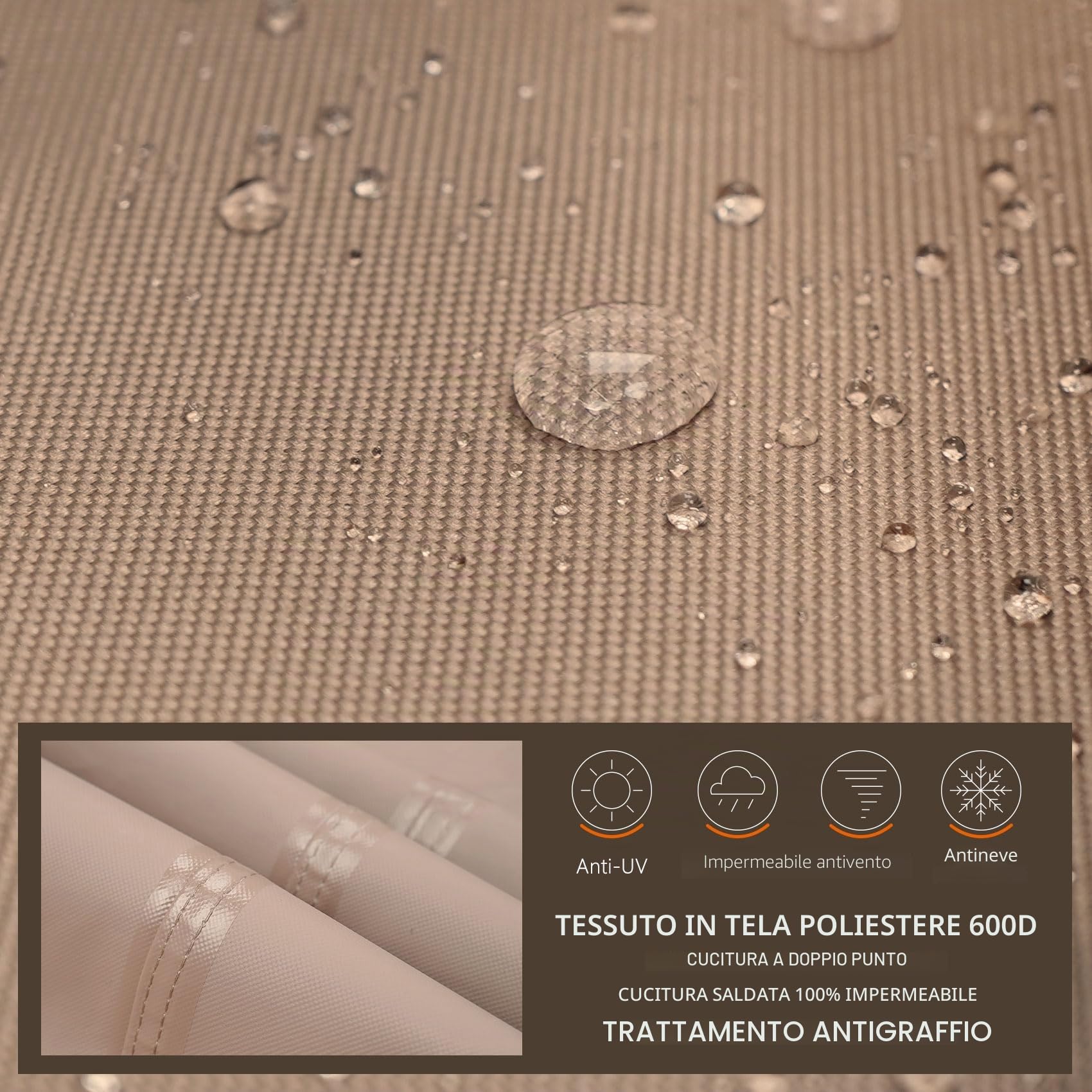 ULTCOVER Copertura quadrata impermeabile in poliestere 600D per vasca idromassaggio, 228,6 x 228,6 cm