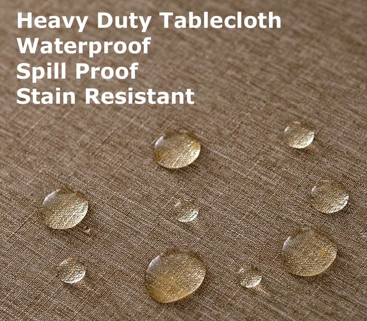 Tektrum 60 X 120 inch 60"X120" Rectangular Faux Linen Textured Tablecloth Table Cover -Waterproof/Spill Proof/Stain Resistant/Wrinkle Free/Heavy Duty-Great for Banquet, Dinner, Wedding (Flax)