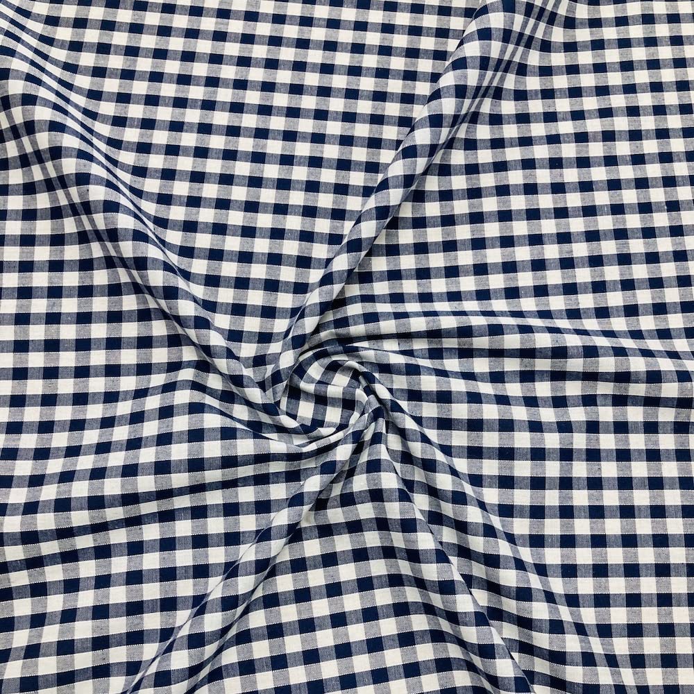 Gingham Check 1/4 Inch Polycotton Fabric (Per Metre) (Navy)