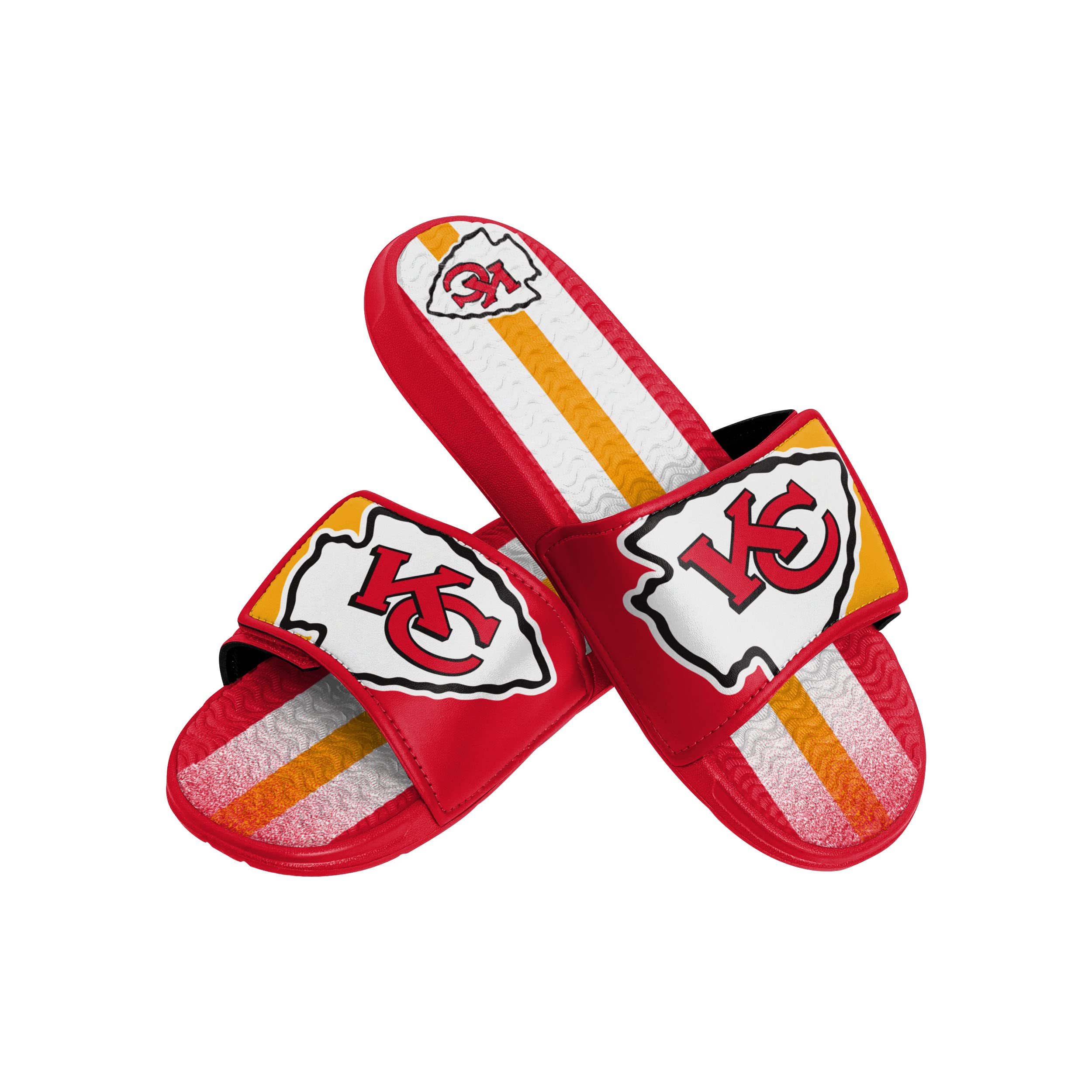 FOCO Mens Nfl Team Logo Athletic Sport Shower Flip Flop Gel Slides Sandals, Team Stripe, 9-10 US