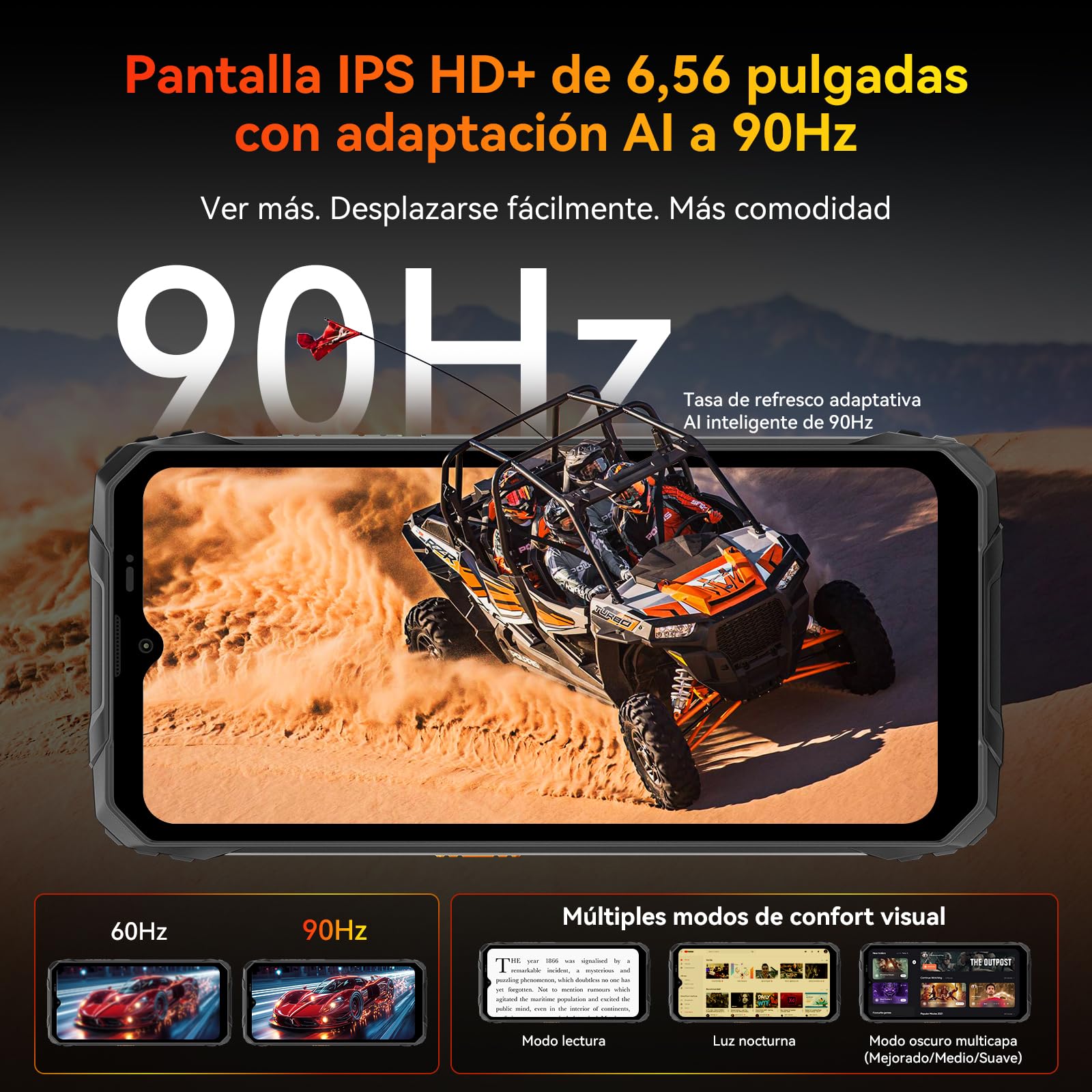 Blackview Android 16 Movil irrompible - Batería 10000mAh, 12GB RAM+128GB ROM/TF 2TB Mobile Rugged, 6.56" HD+ 90Hz Teléfono Movil, Gemini AI/NFC/OTG/GPS/3 Ranuras/IP68&IP69K/390g