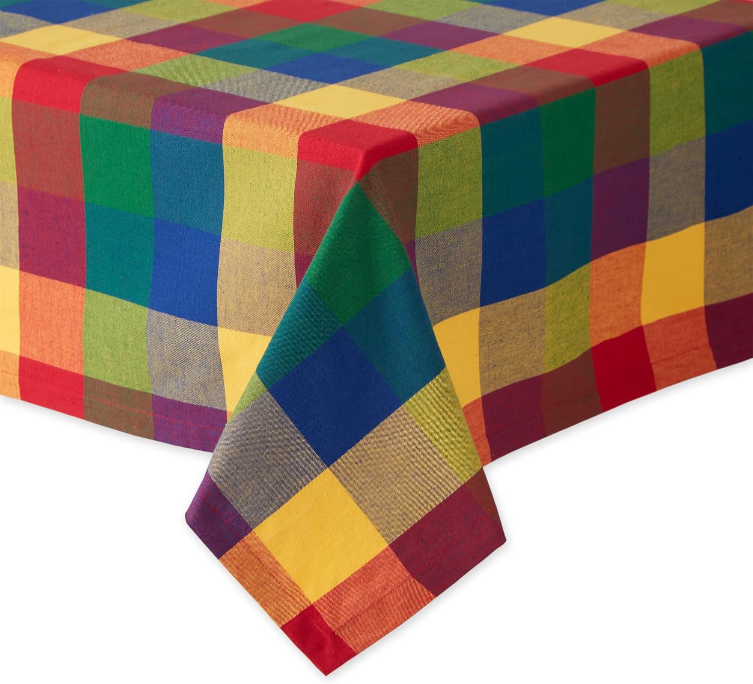 Colorful Checkered Cotton Square Tablecloth, 52x52