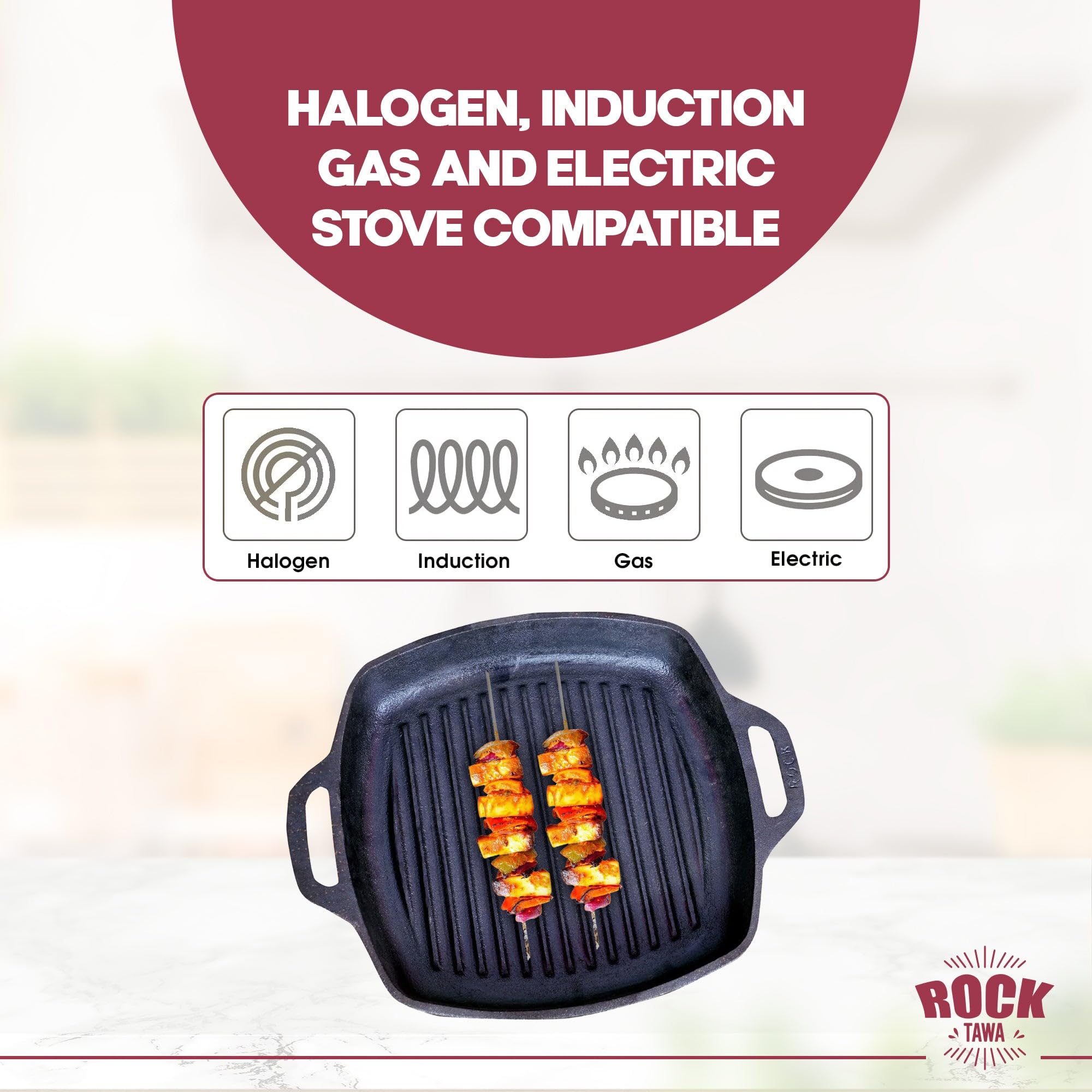 Rock Tawa Induction Base Cast Iron Tawa, 10.5 Inches, Black - Image 7 thumbnail