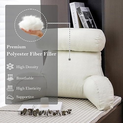 Miniatura 2 de Almohadas de lectura para la cama, almohadas para sentarse en la cama, almohadas de respaldo con brazos y cojín para sentarse en la cama, fundas