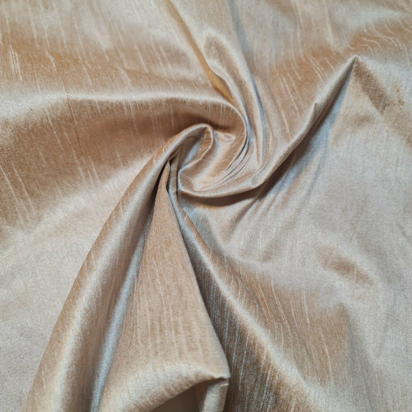 Luxury 100% Pure Mulberry Raw Silk Fabric Slubbed Handloom Upholstery Fabric Bridal Material Clearance by textile station 44" (Mink)