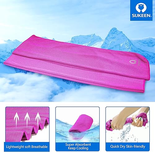 Miniatura 2 de Sukeen 4 unidades Toalla de refrigeración (40 x 12 pulgadas), toalla de fresca, toalla de microfibra suave transpirable para yoga, deporte, correr,