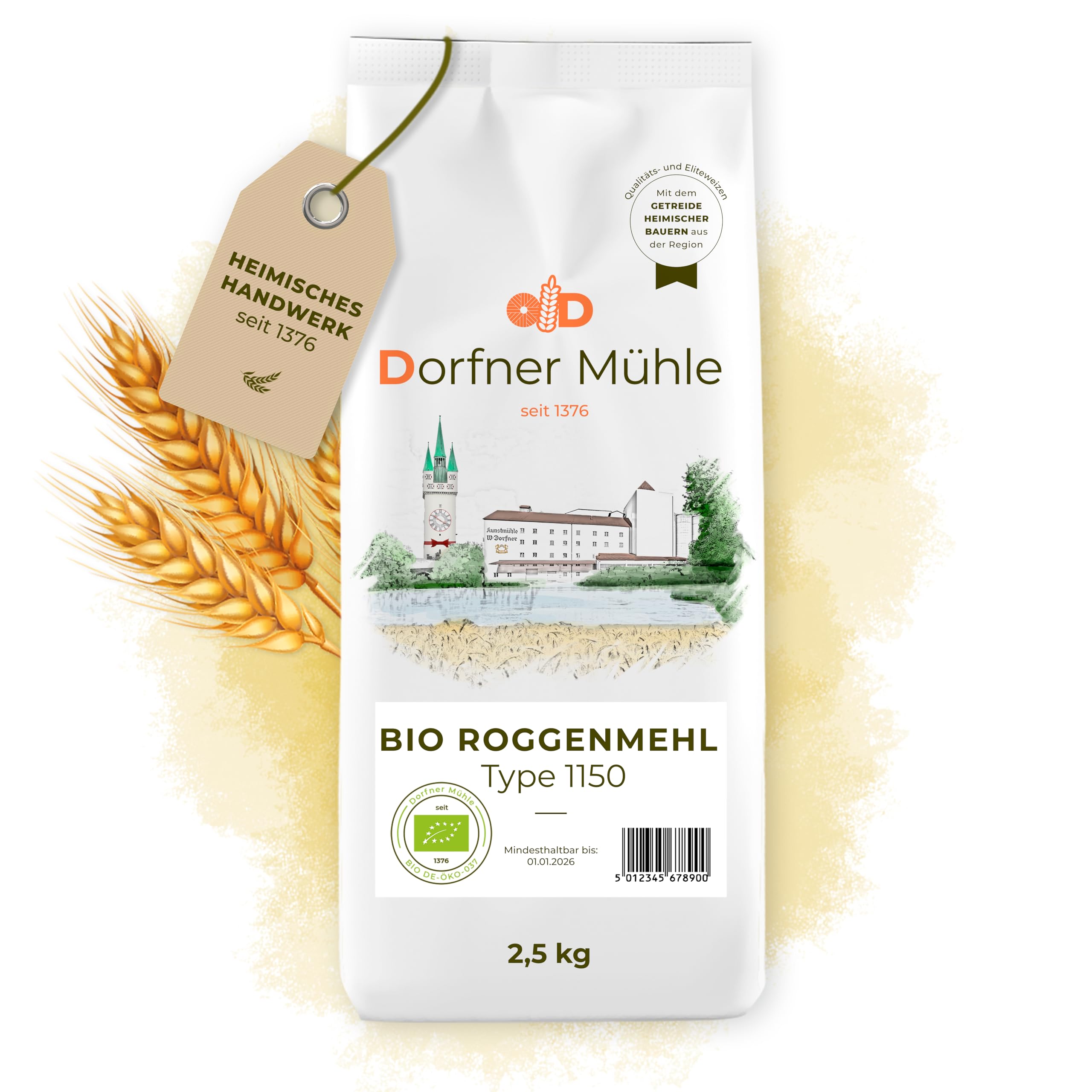 Bio Roggenmehl Type 1150 - Traditionelles Roggenmehl aus Bayern für rustikale Brote - 100% Roggen aus biologischem Anbau ohne Zusätze
