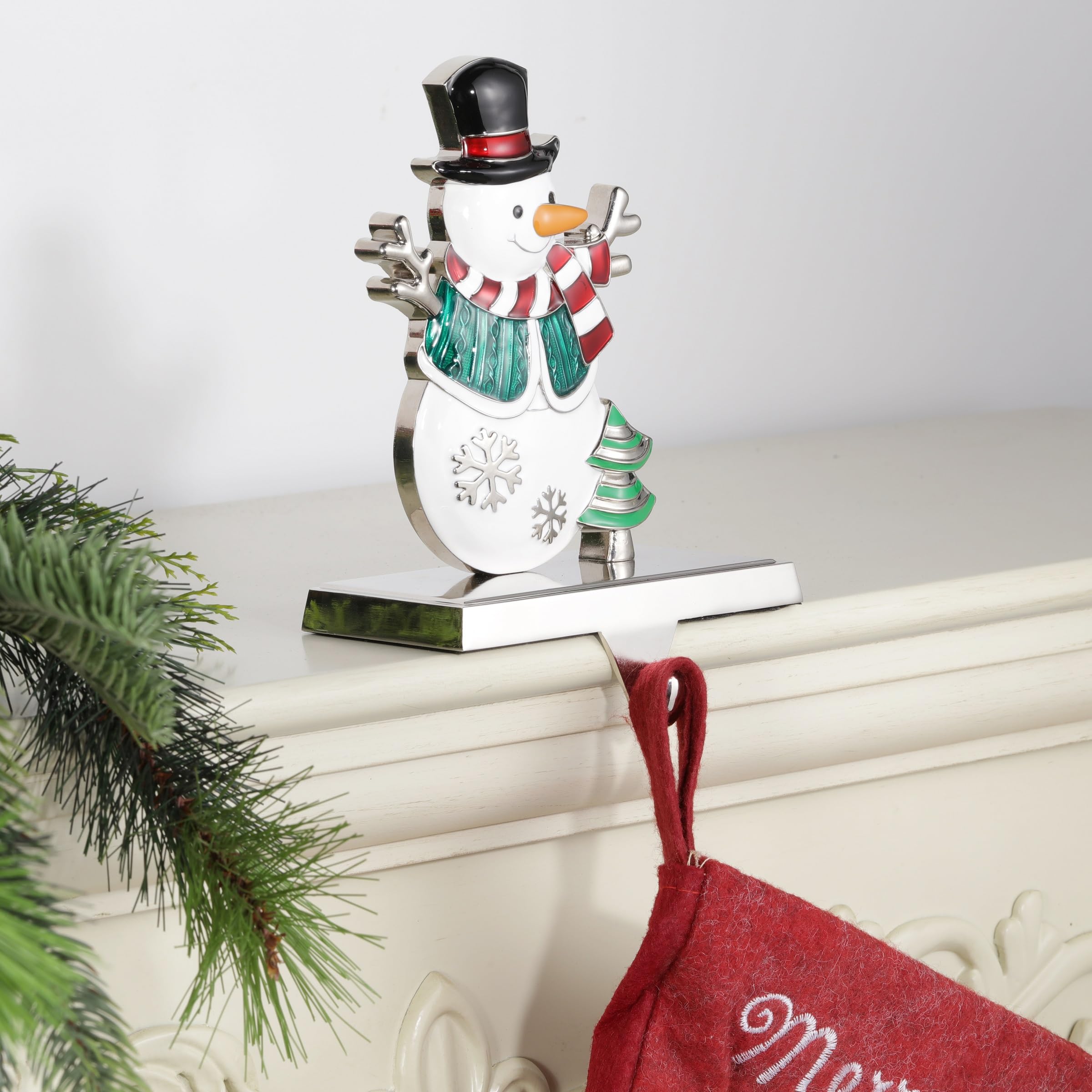 Cintres de chaussettes de Noël pour cheminée – Bonhomme de neige pour cheminée de Noël à suspendre pour chaussettes de Noël (bonhomme de neige)