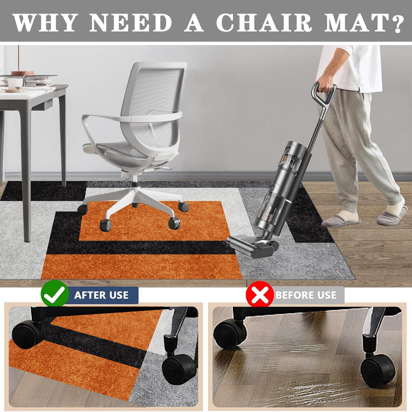JaevKwzy Office Chair Mats for Hardwood Floors Gaming Chair Mat for Office Carpet Chair Mats Non Slip Floor Protector Mat for Chairs Desk Chairmats Office Floor Protector mat 130 x 150 cm - Image 4