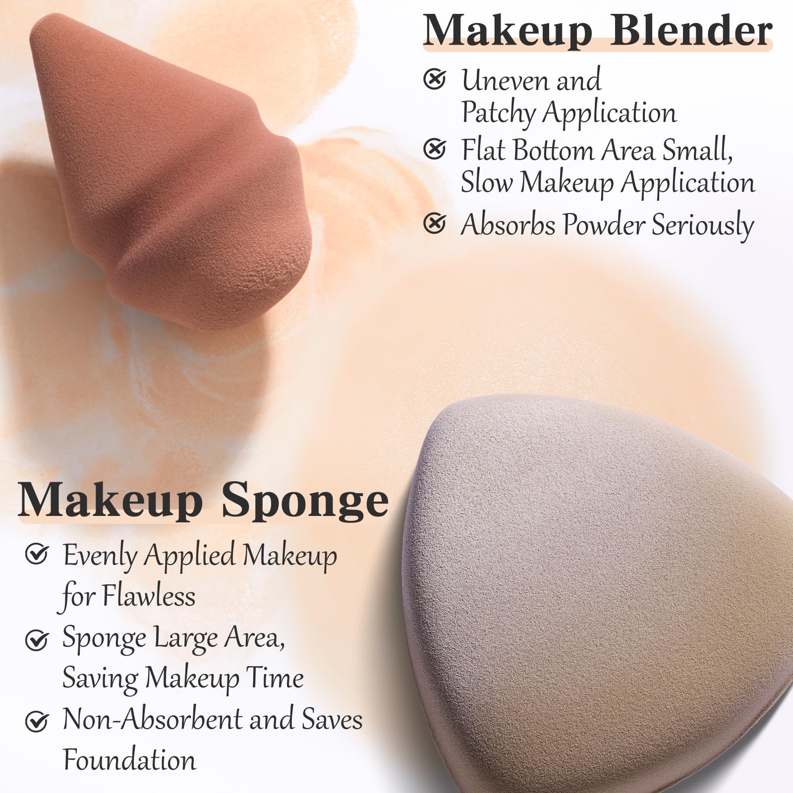 2 esponjas de maquillaje triangulares suaves para base, juego de esponjas de maquillaje húmedas y secas, herramientas de maquillaje, color negro