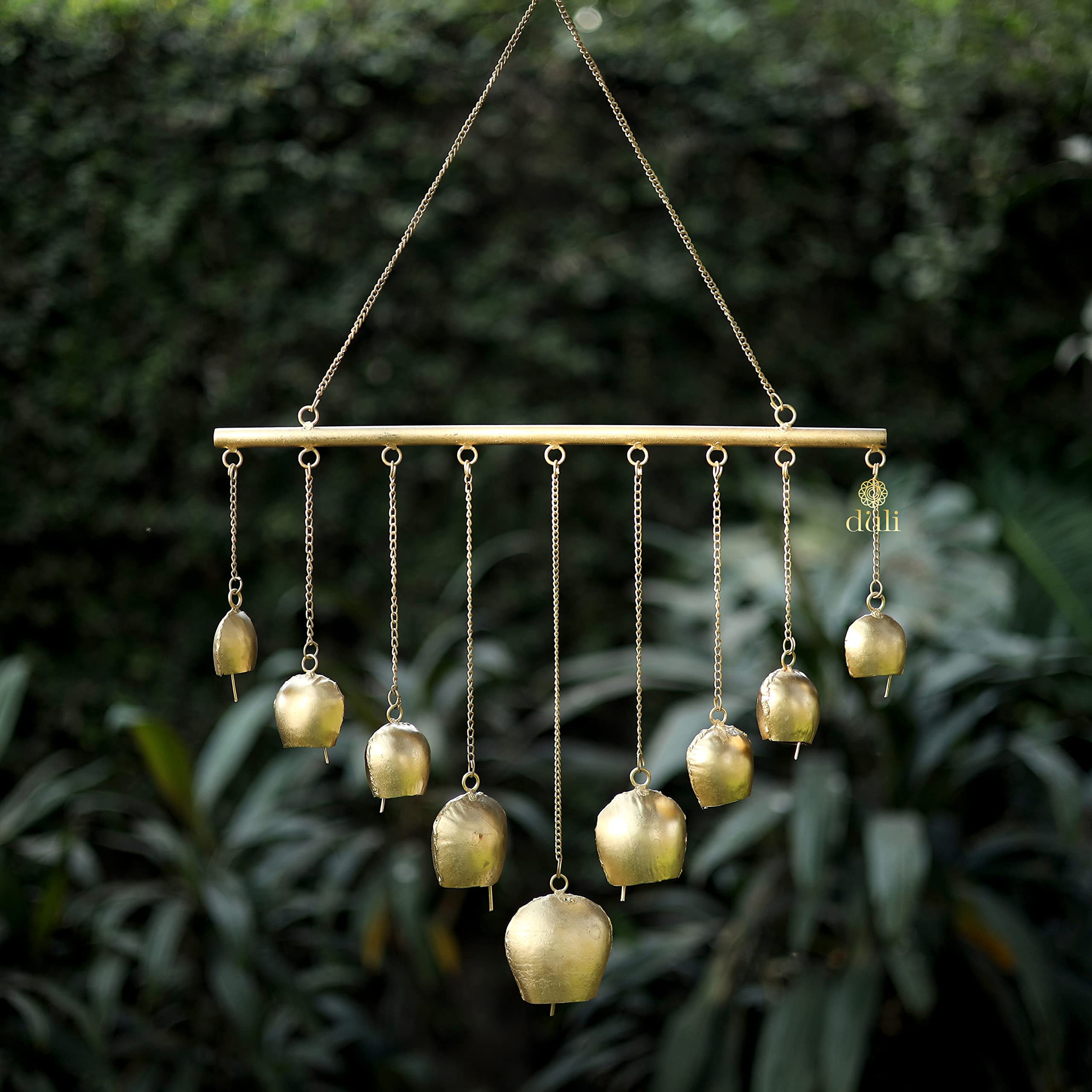 DULI Metal Windchime Wall Hanging, Feng Shui, Wall Art, Wall Decor, PositiveVibes, Rustic Wall Hangings, Wall Art,Diwali Decoration, Diwali Gifts (MetalHanging: CowbellwithRod)-picture-32