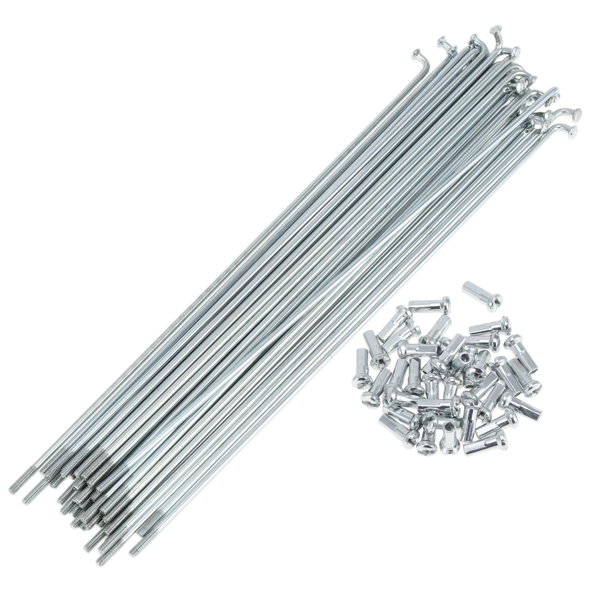 A ABSOPRO 36 Set 13G Bicycle Spokes 189mm Bike Wheel Spokes Galvanized Carbon Steel Silver Tone