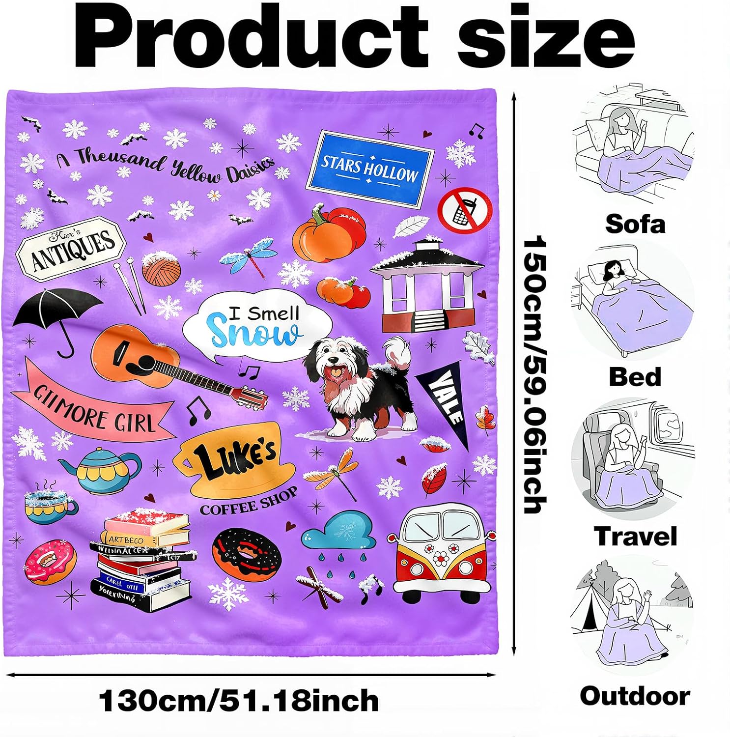 Luxurious Flannel Blanket Featuring Girls Inspired Design, Ideal for TV Girl Fans and Gift Merchandise, Super Soft Cozy Throw for Bedroom Living Room, Machine Washable Easy Care
