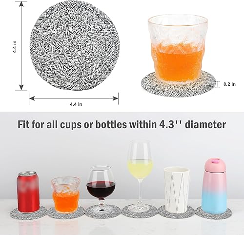 Miniatura 2 de ABenkle Juego de 6 posavasos tejidos para bebidas, posavasos absorbentes bohemios, 4.3 pulgadas, regalo perfecto para inauguración de la casa,