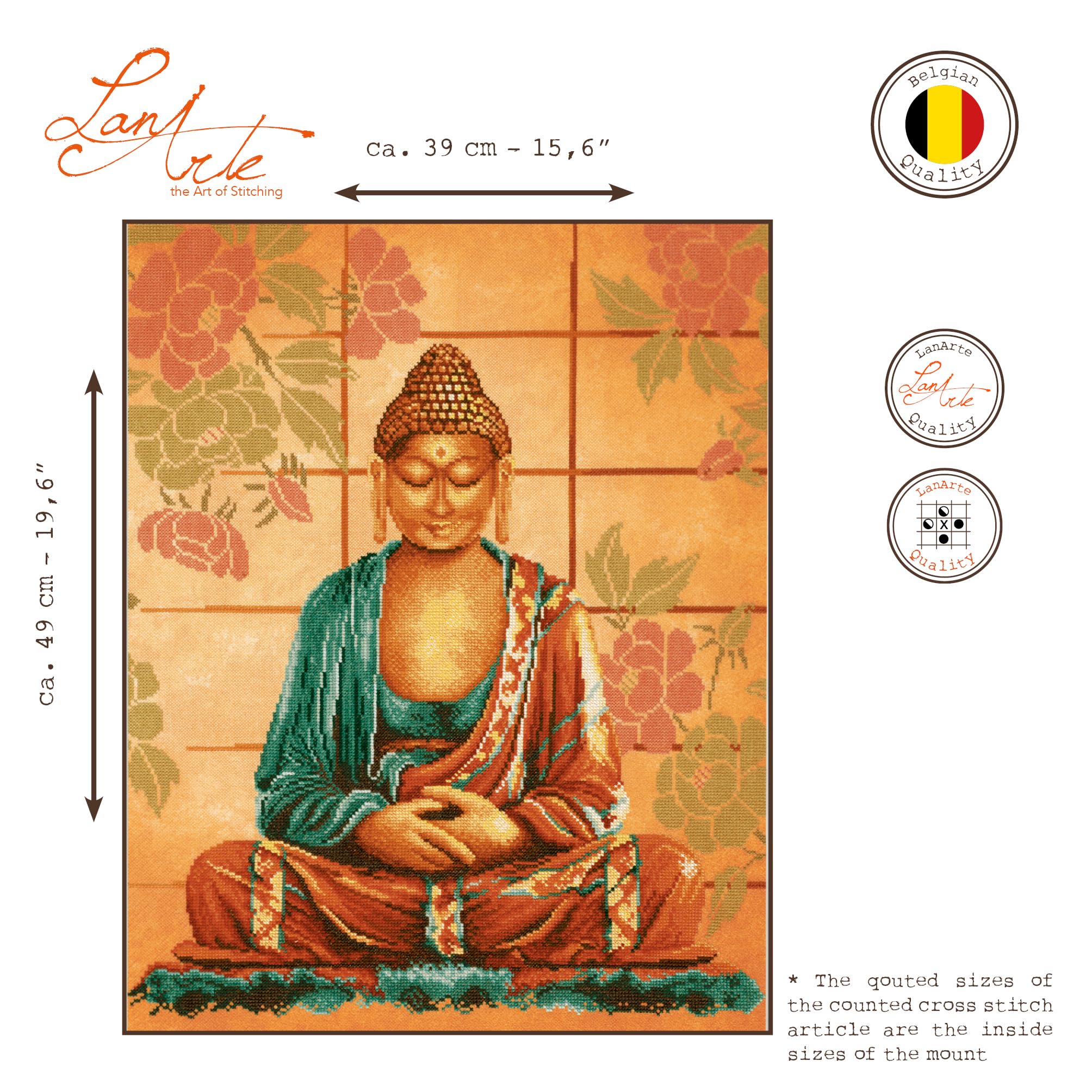 Lanarte Counted Cross Stitch Kit: Buddha (Evenweave)