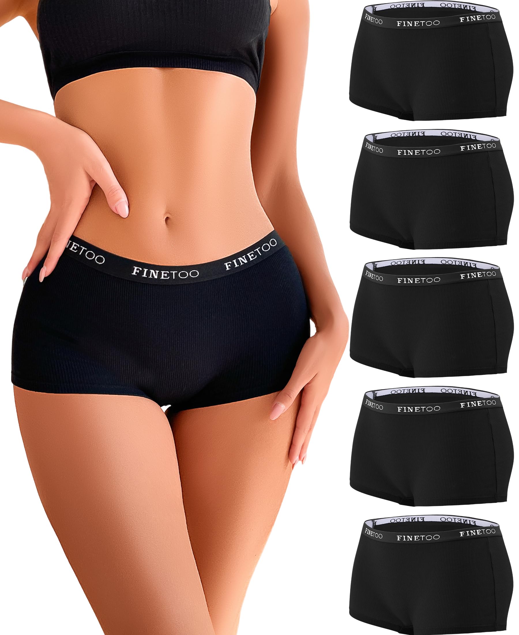 FINETOO 5er Pack Boxershorts Unterhosen Damen Unterwäsche Baumwolle Slips Atmungsaktive Shorts Damen Cotton Panties Hipster Weich Frauen Mehrpack S-XXL