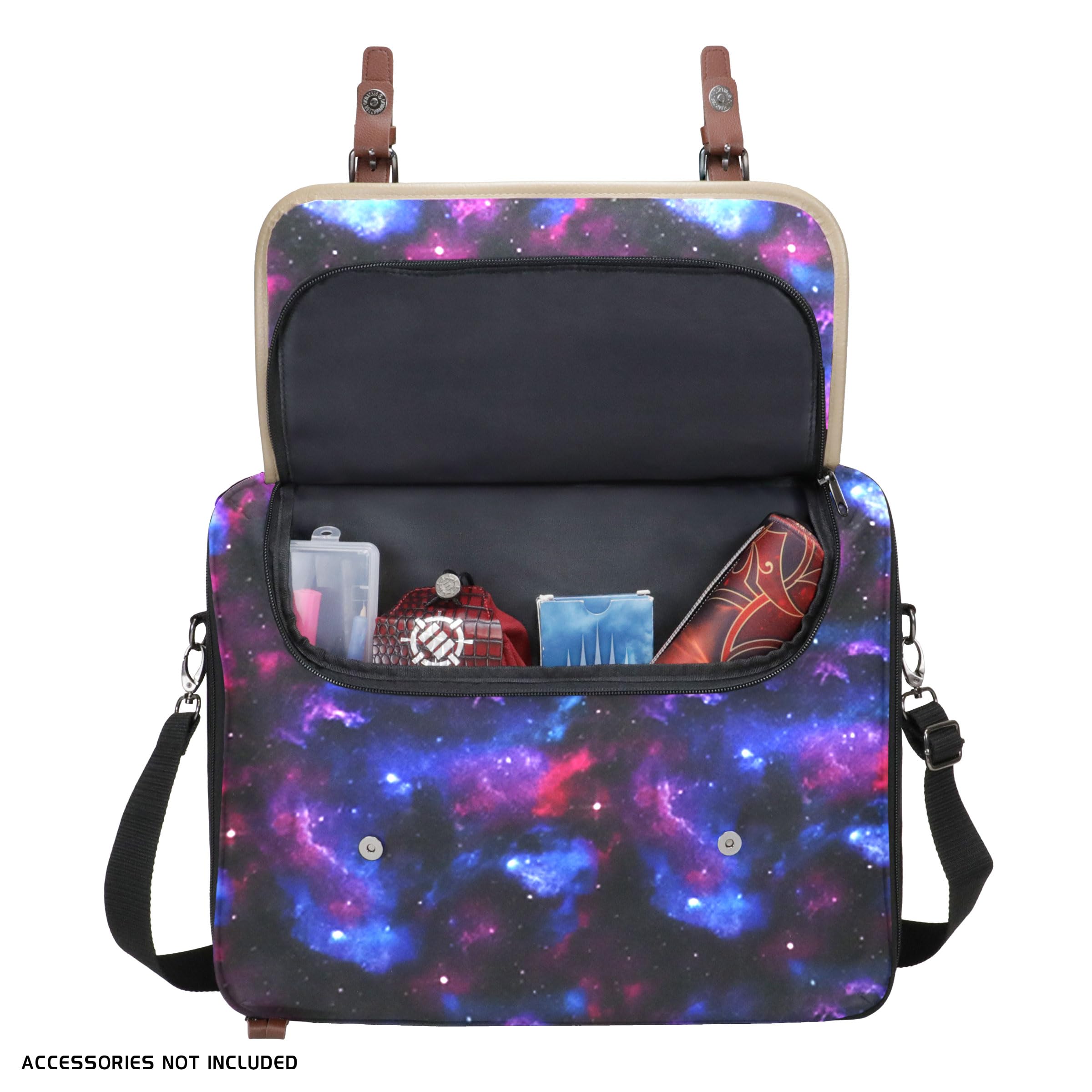 ENHANCE Designer Edition TCG-Tasche - MTG-Umhängetasche mit anpassbaren Trennwänden und Zubehörtasche für Deckboxen - Kartenaufbewahrung kompatibel mit Magic The Gathering, Pokemon, Lorcana (Galaxis)