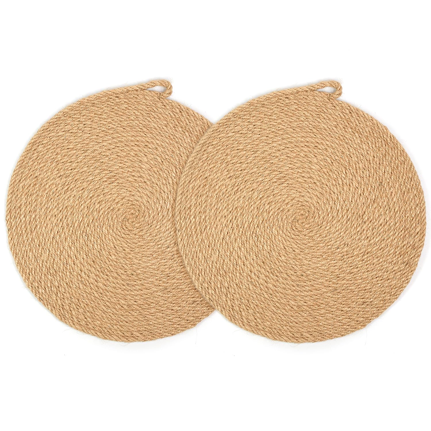 LioCam Jute Trivet Set of 2 with Hooks Washable Heat Resistant 9.8in
