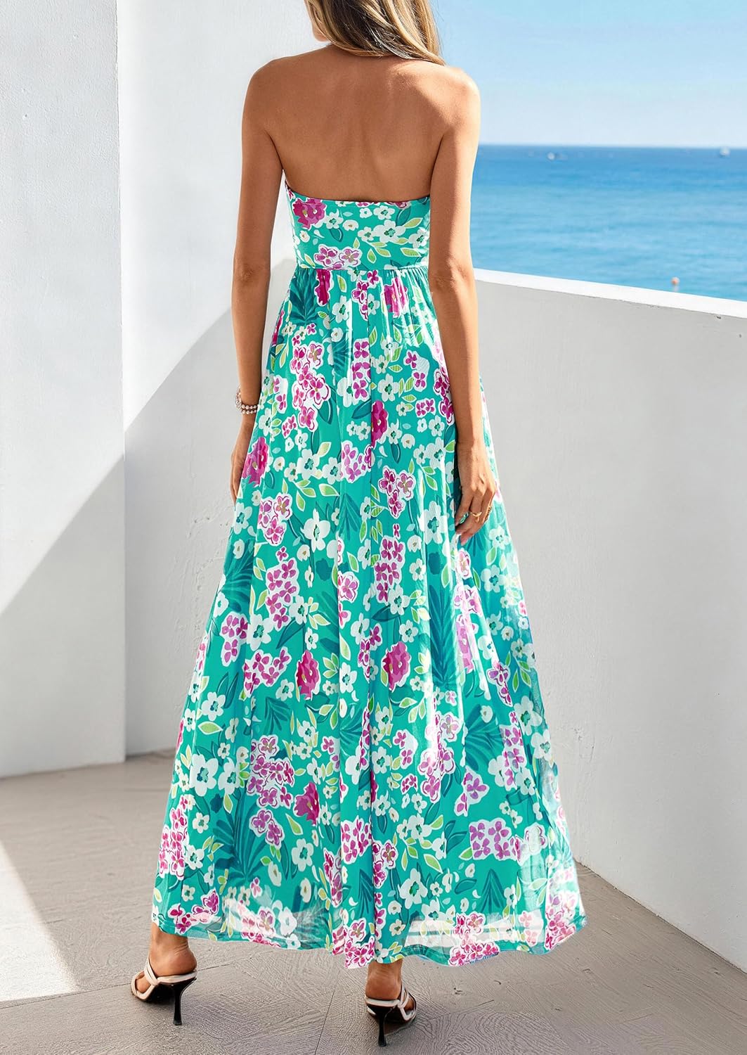 PRETTYGARDEN Women Strapless Maxi Dress 2026 Summer Floral Tube Top Ruched Beach Spring Wedding Guest Long Dresses