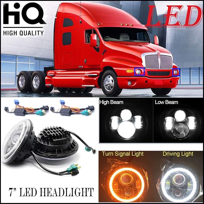 Buy 2019 Newest Design 7'' Round LED Projector Headlights with Halo