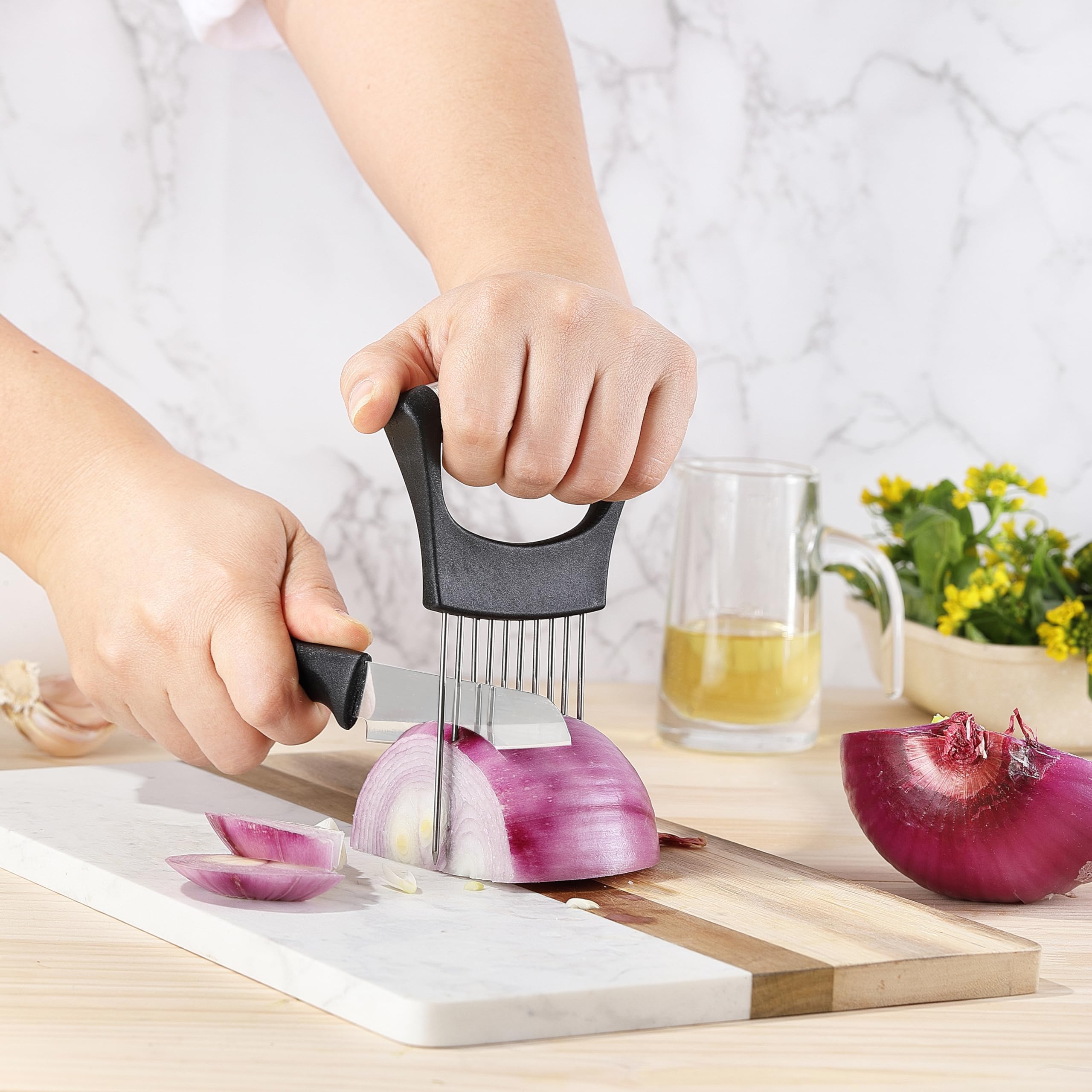 Rvs Ui Cutter Ui Houder Voedsel Slice Assistant Plantaardige