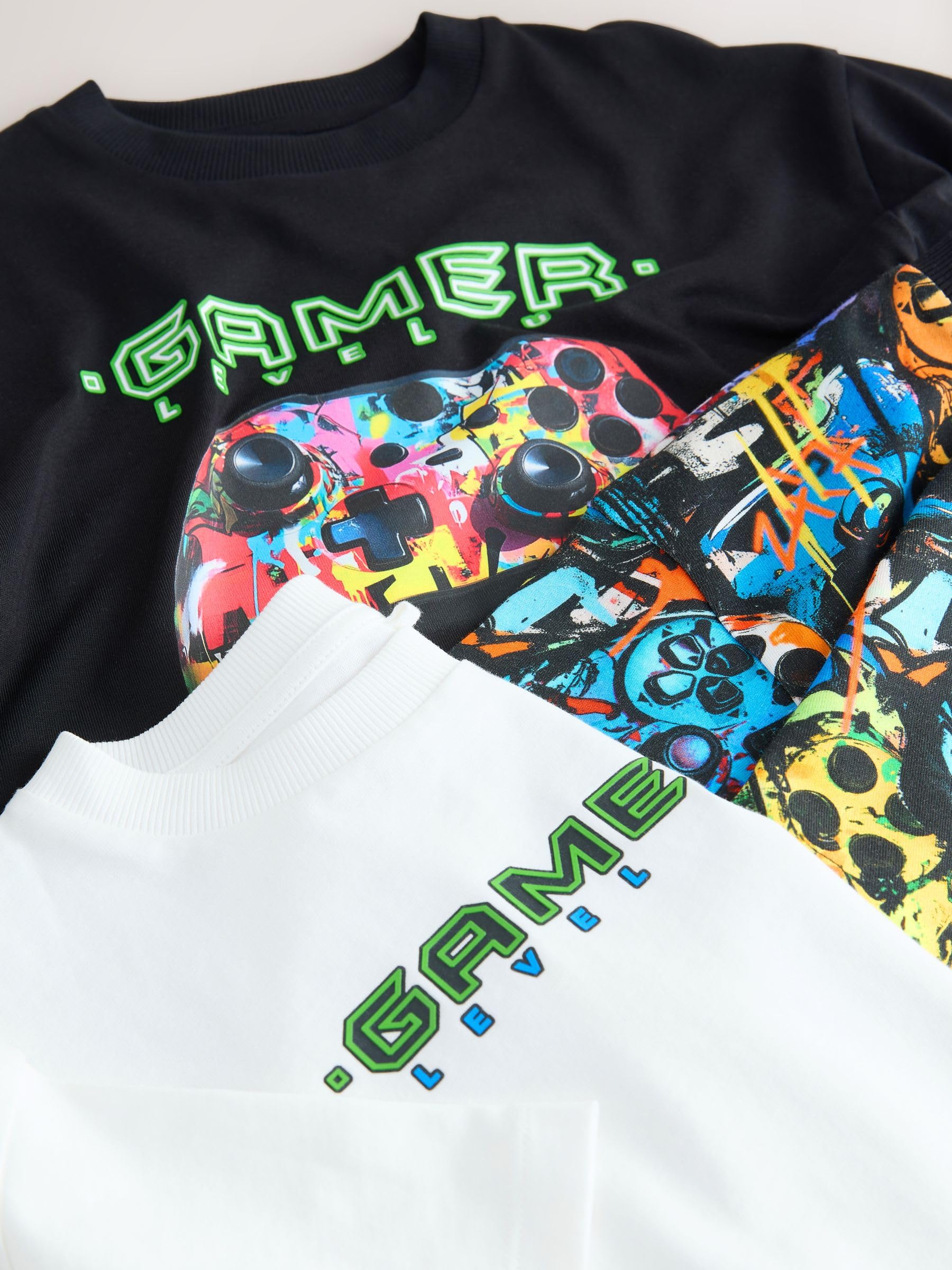 NEXT Ragazzo Confezione da 3 t-Shirt comode a Maniche Corte con Stampa