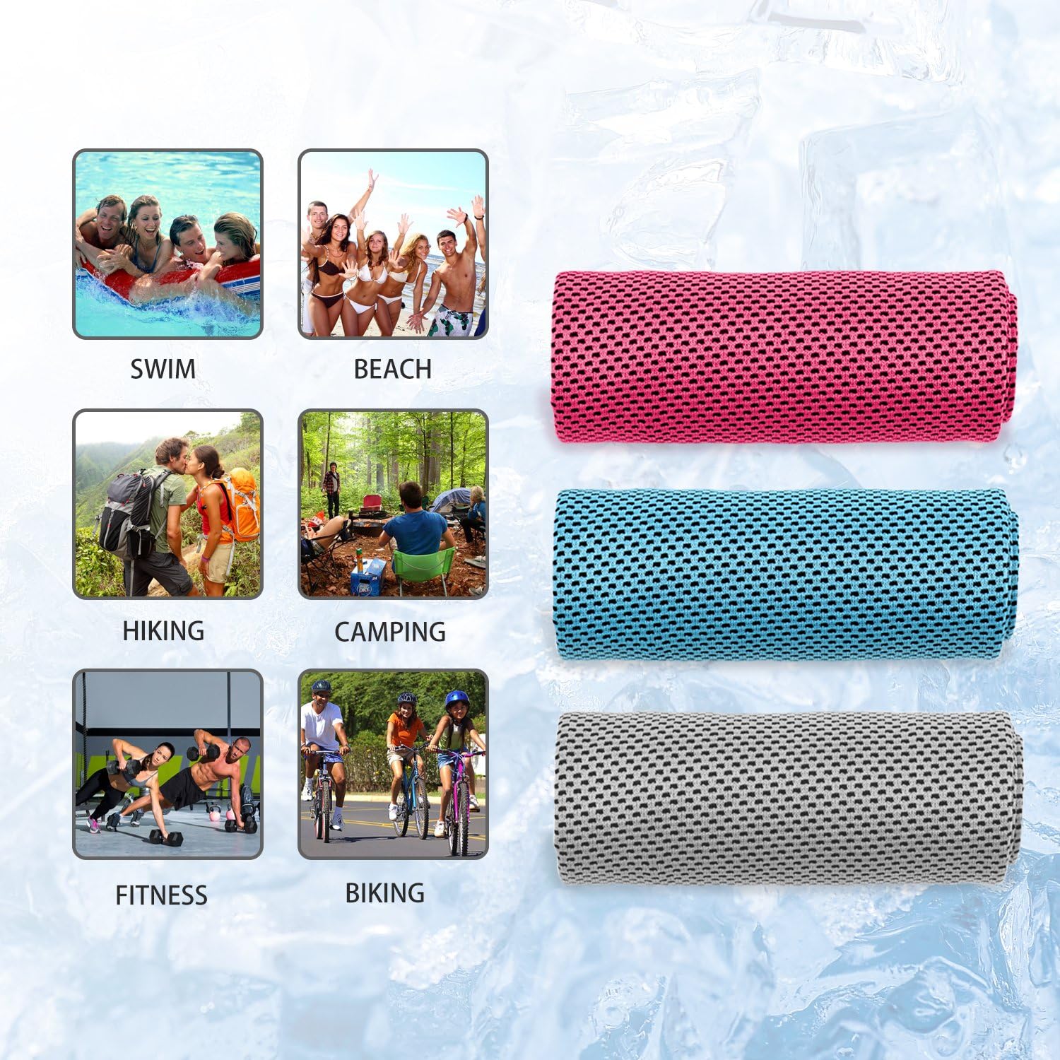 Tagefa 40"x 12" Upgrade Thick Cooling Towels, Cold Neck Wraps for Hor Weather, Sports, Gym, Yoga, Fitness, Travel, Outdoor