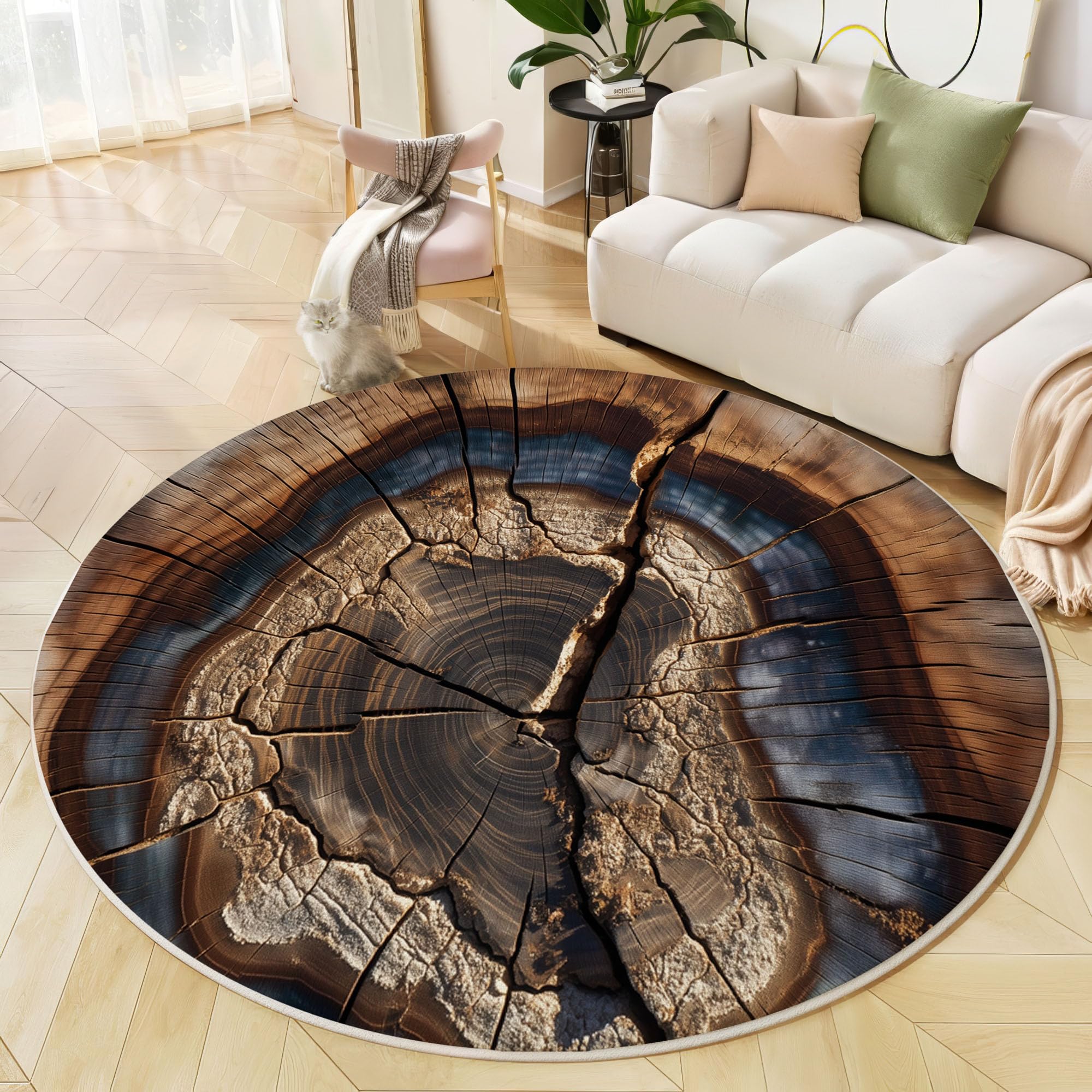 Tapis grain de bois marron doux et antidérapant pour grand salon