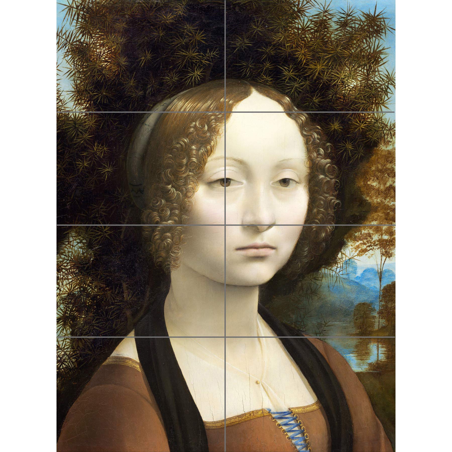 Artery8 Da Vinci Ginevra De Benci Portrait Painting XL Giant Panel Poster (8 Sections)