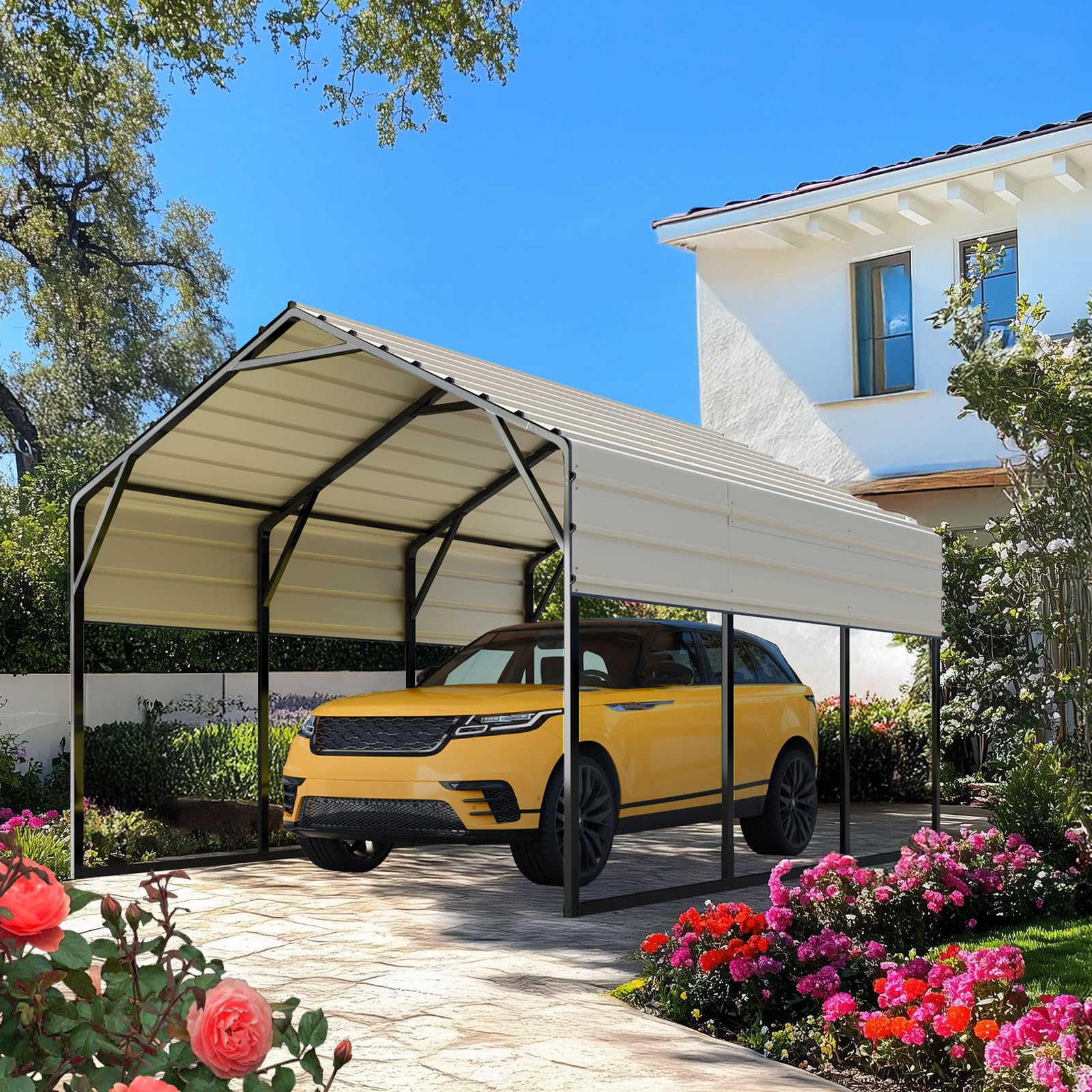 Quictent 10x15 ft Heavy Duty Metal Carport for Vehicle Storage Snowproof & Windproof Steel Car Shelter