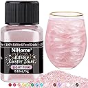 NiHome Edible Food-Grade Glimmer Powder Glitter Luster Dust Metallic Food Decorating Sprinkle Glimmery Dust for Drink Wine Beverage Cake Candy Dessert Bakery Restaurant Vegan (0.18oz/5g, Light Pink)