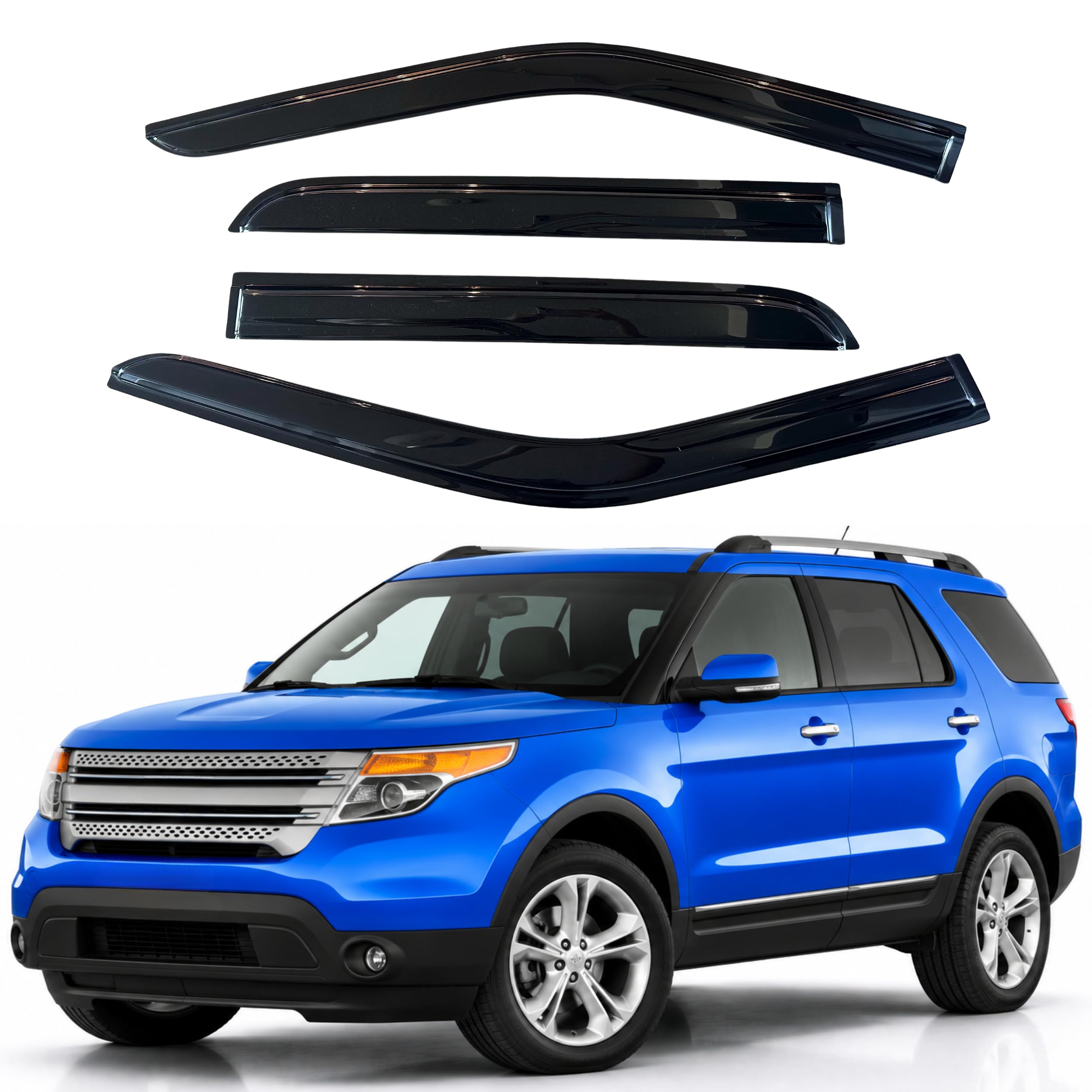 IG Window Visors Fit for 2011-2019 Ford Explorer, Out-Channel Rain Guards Vent Wind Deflectors 4PC, Car Accessories for 11-19 Explorer