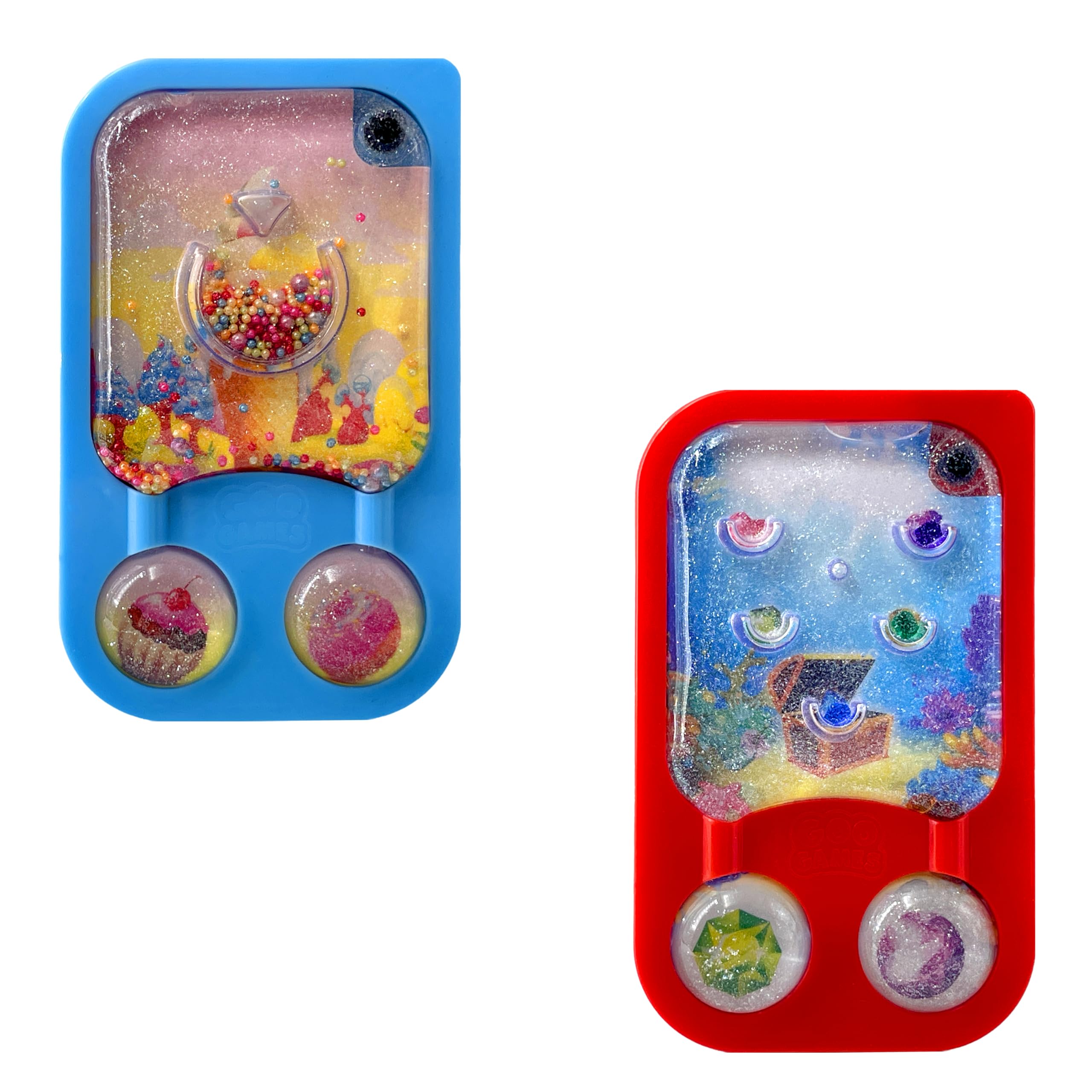 Sky Castle GooGames, Hand-Held Water Games with Floating Treasures, Sensory Fidget Game Adventures, Non-Toxic, No-Mess, Perfect Travel Toy! (Gems + Candies Bundle)