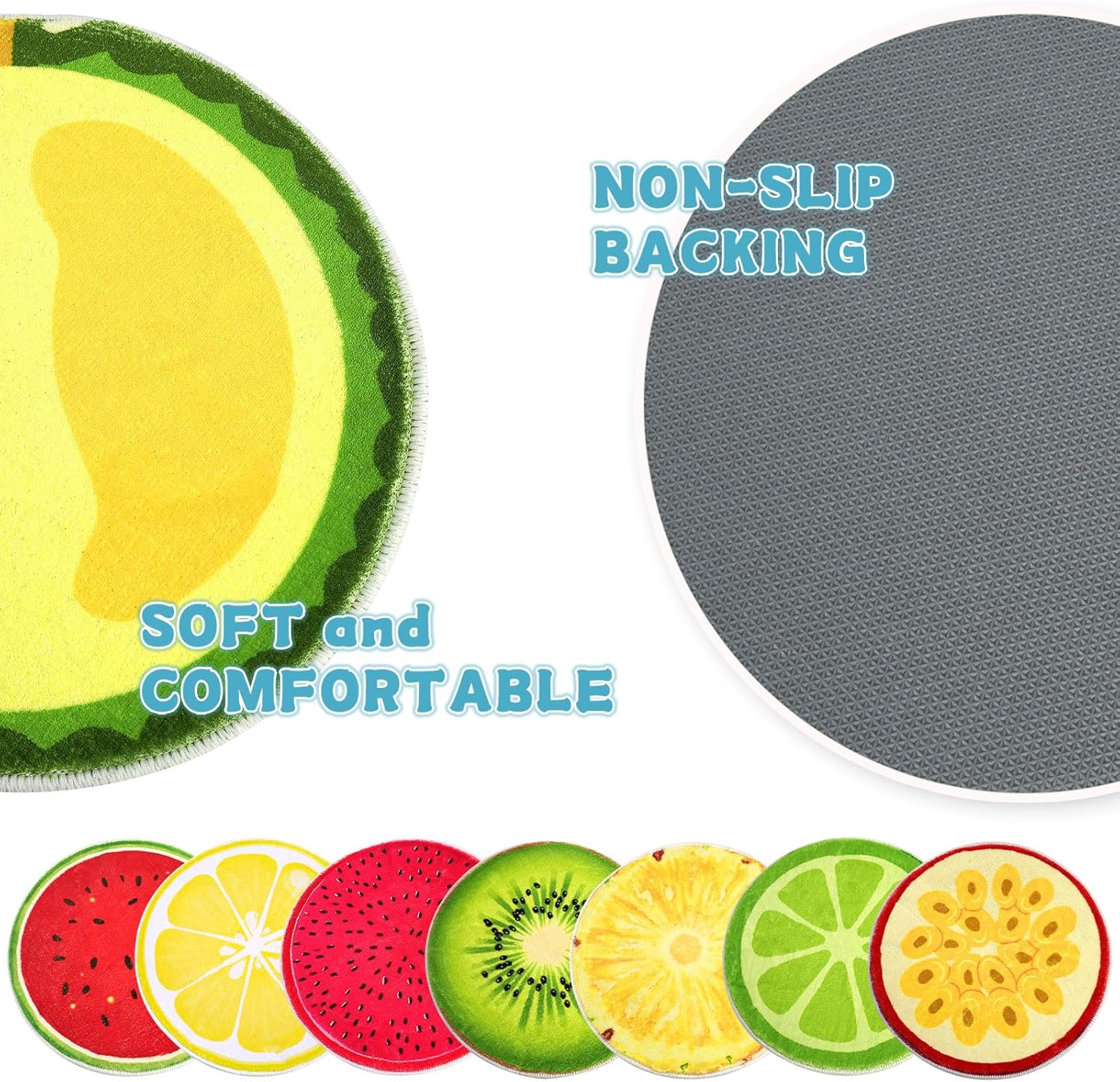 8 Pcs Kids Carpet Circle Seats Classroom Rugs 16" Kids Floor Cushions Fruit Round Soft Warm Circle Time Learning Center Mat for Preschool Home School Story Time