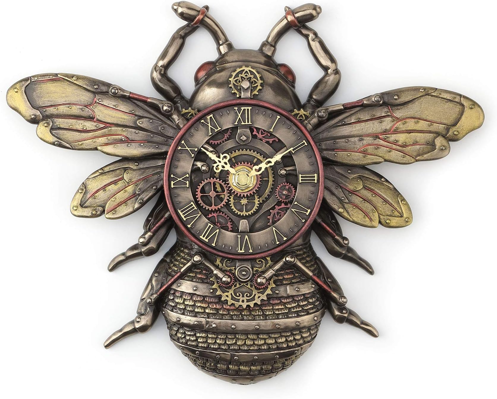 Veronese Design 10 1/4" Steampunk Bee Clock Cold Cast Resin Antique Bronze Finish Wall Sculpture Room Decor