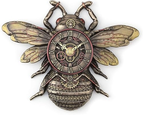 Veronese Design Reloj Steampunk de abeja Steampunk de 10 14 pulgadas resina fundida en frío acabado de bronce antiguo escultura de pared decoración
