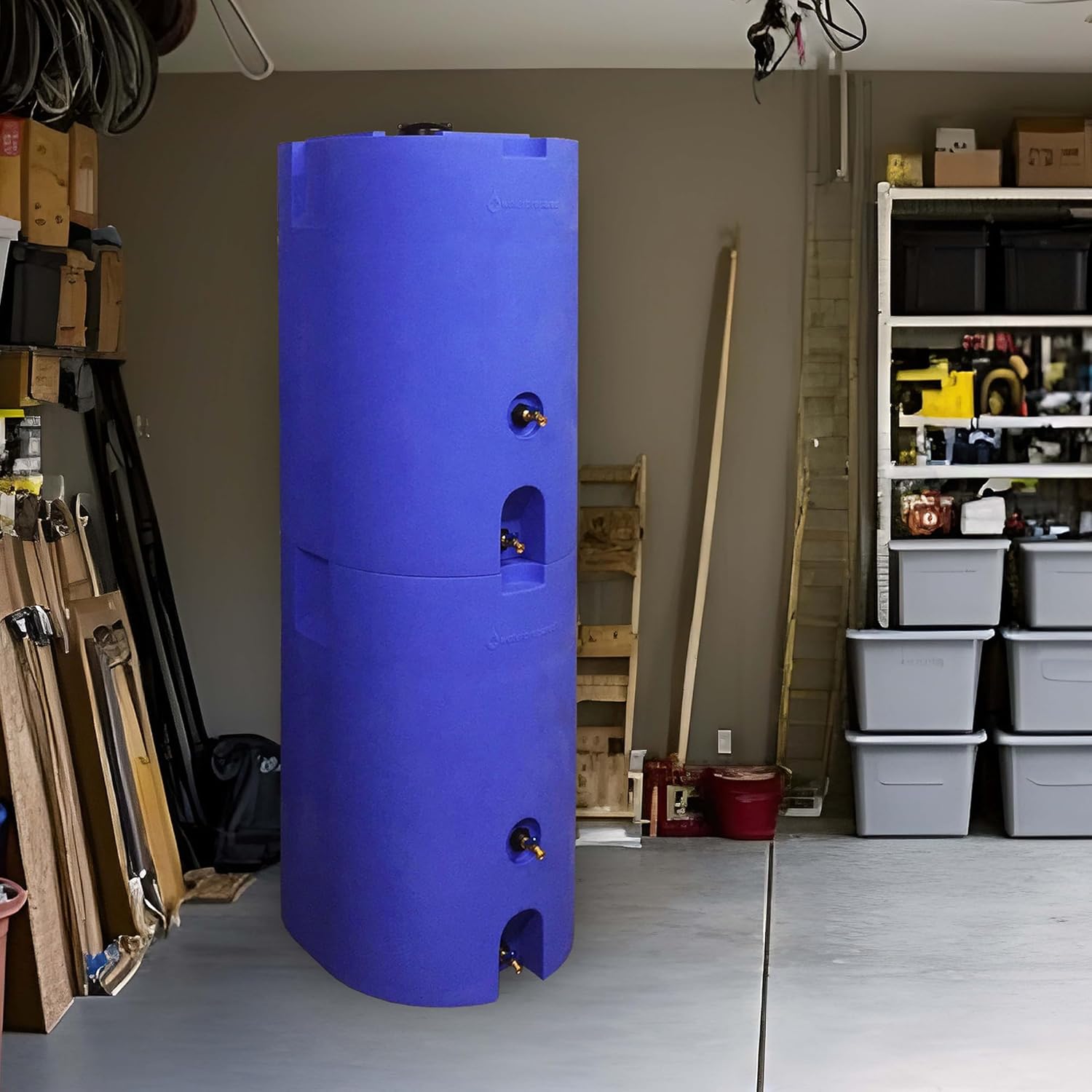 WaterPrepared 160 Gallon Unique Stackable Utility Water Tank with Large Cap for Easy Filling & 2 Spigots, Fits Through Standard Doorway, Blue (2 Pack)