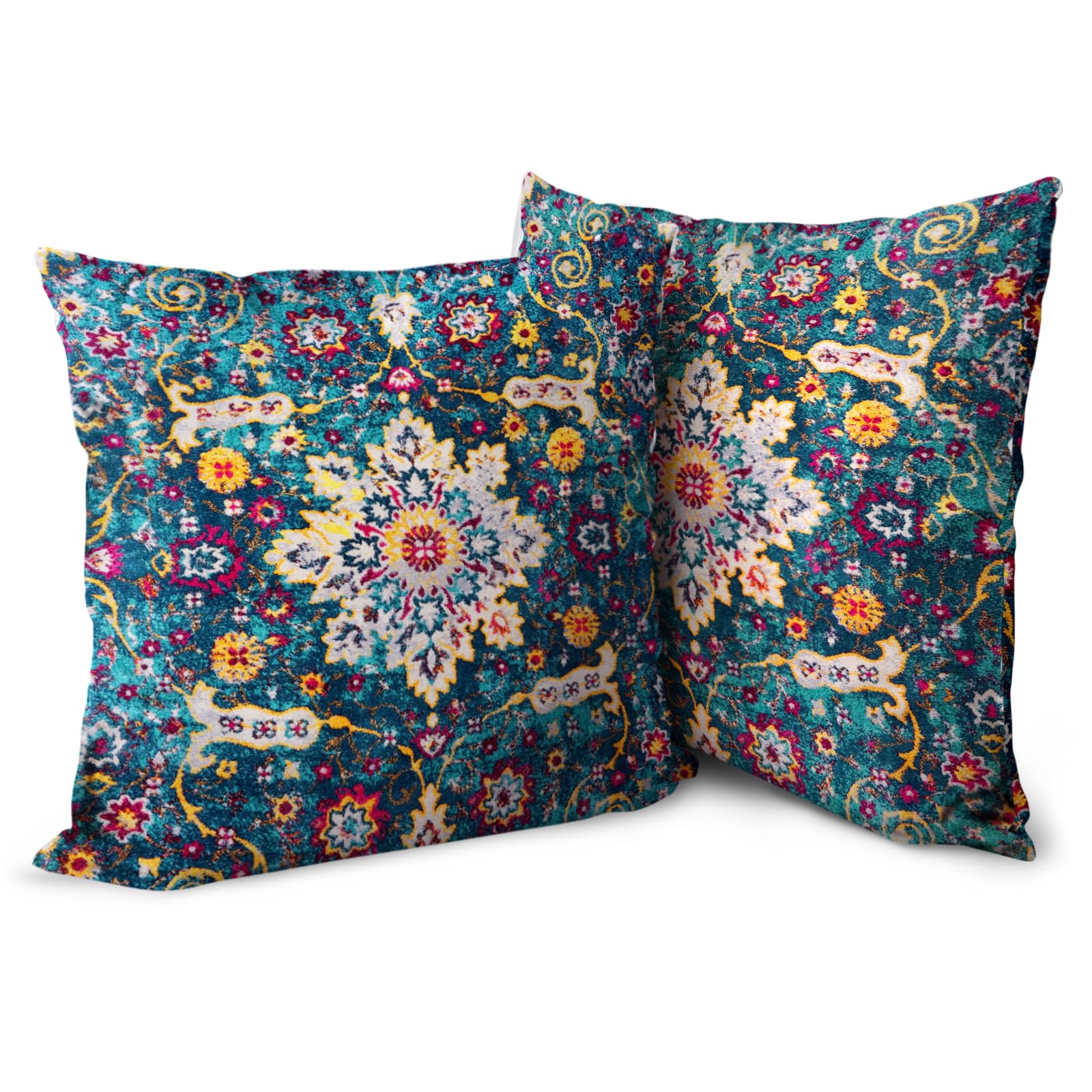 Housse de coussin en peluche douce bleu 61x61 cm motif haut de gamme