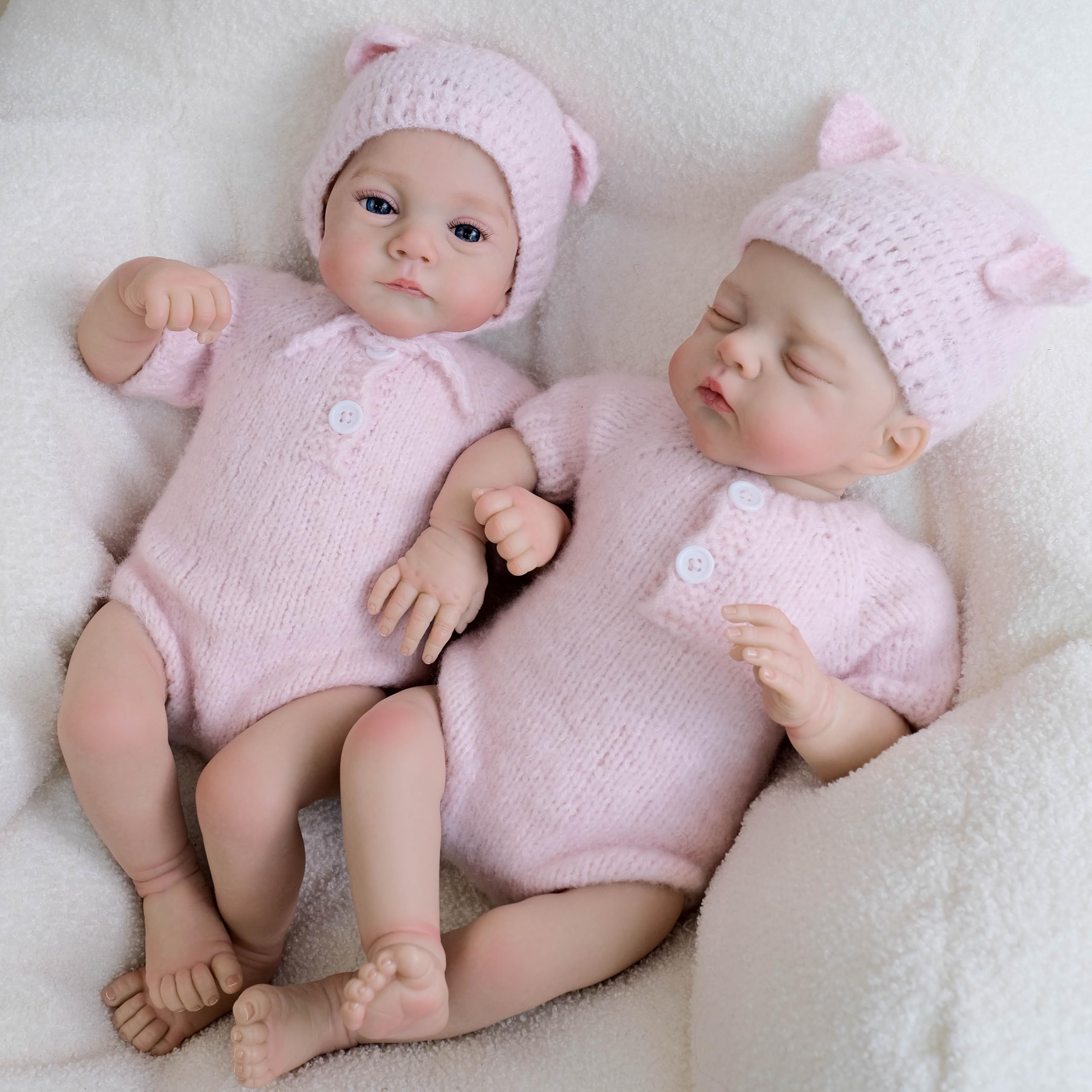 45 cm realistyczne silikonowe lalki Reborn Baby Twins Girl Dolls materiałowe ciało, które wyglądają jak realistyczne winylowe lalki dla noworodka, zabawka, prezent urodzinowy dla dzieci od 3
