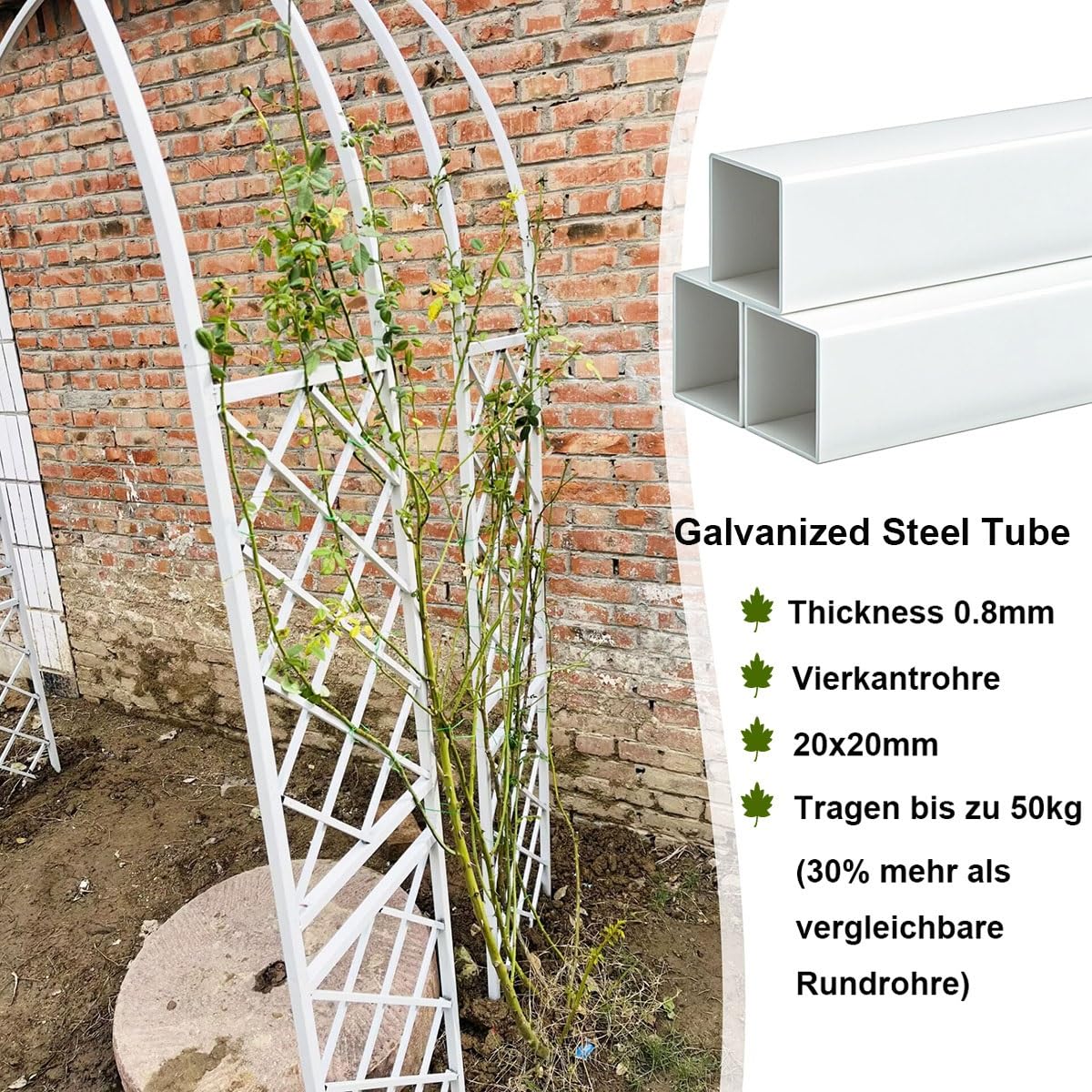 Supporto per arco da giardino in metallo, traliccio in acciaio resistente, per piante rampicanti, resistente alle intemperie, decorazione per arco di nozze, per patio, cortile