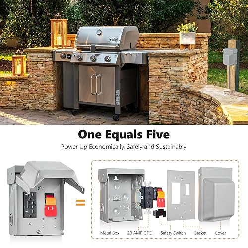 Miniatura 17 de SURAIELEC Caja de salida al aire libre, receptáculo WRTR GFCI, caja 3R resistente a la lluvia, cubierta de enchufe eléctrico de metal resistente a